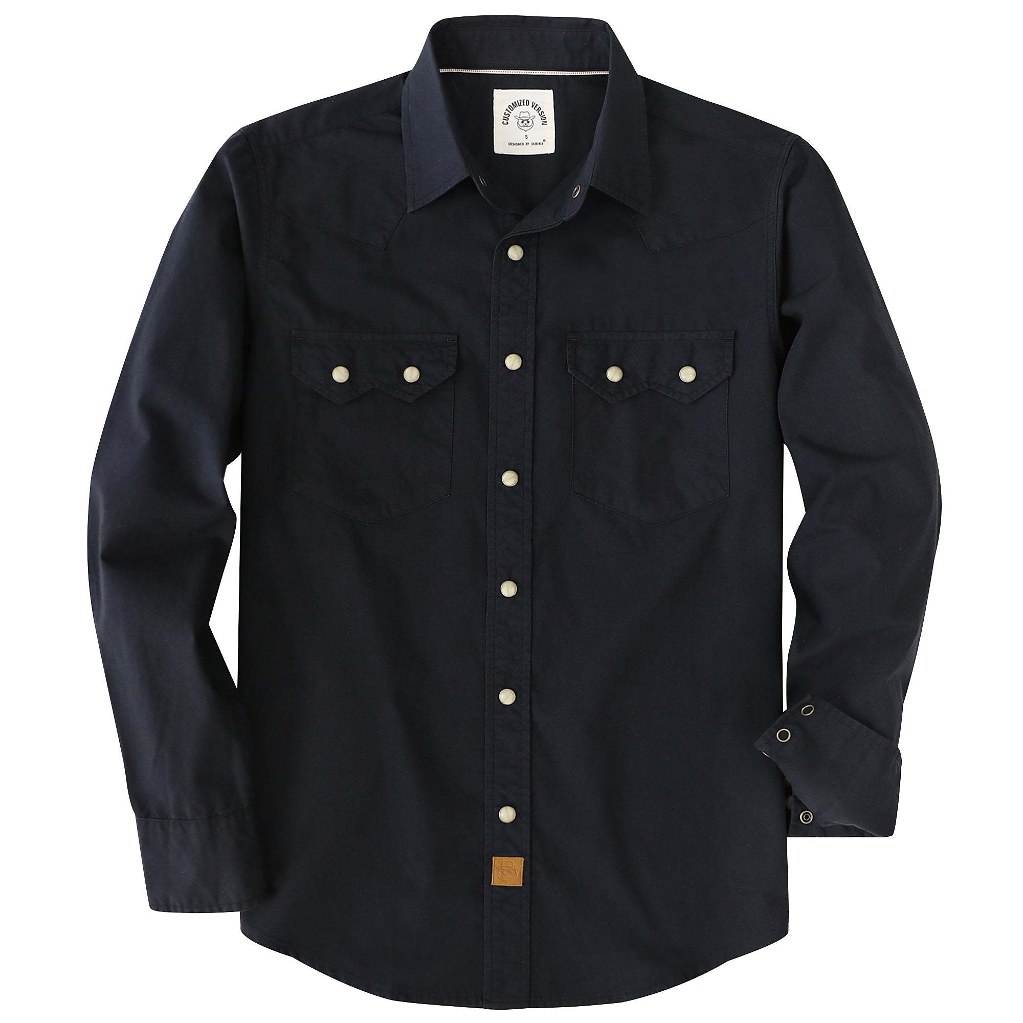 Dubinik? 4.1oz Pearl Snap Solid Black Shirts For Men Long Sleeve Lightweight Casual Sawtooth Pocket Western Plaid Cowboy Cotton Vintage Work Shirt#48028