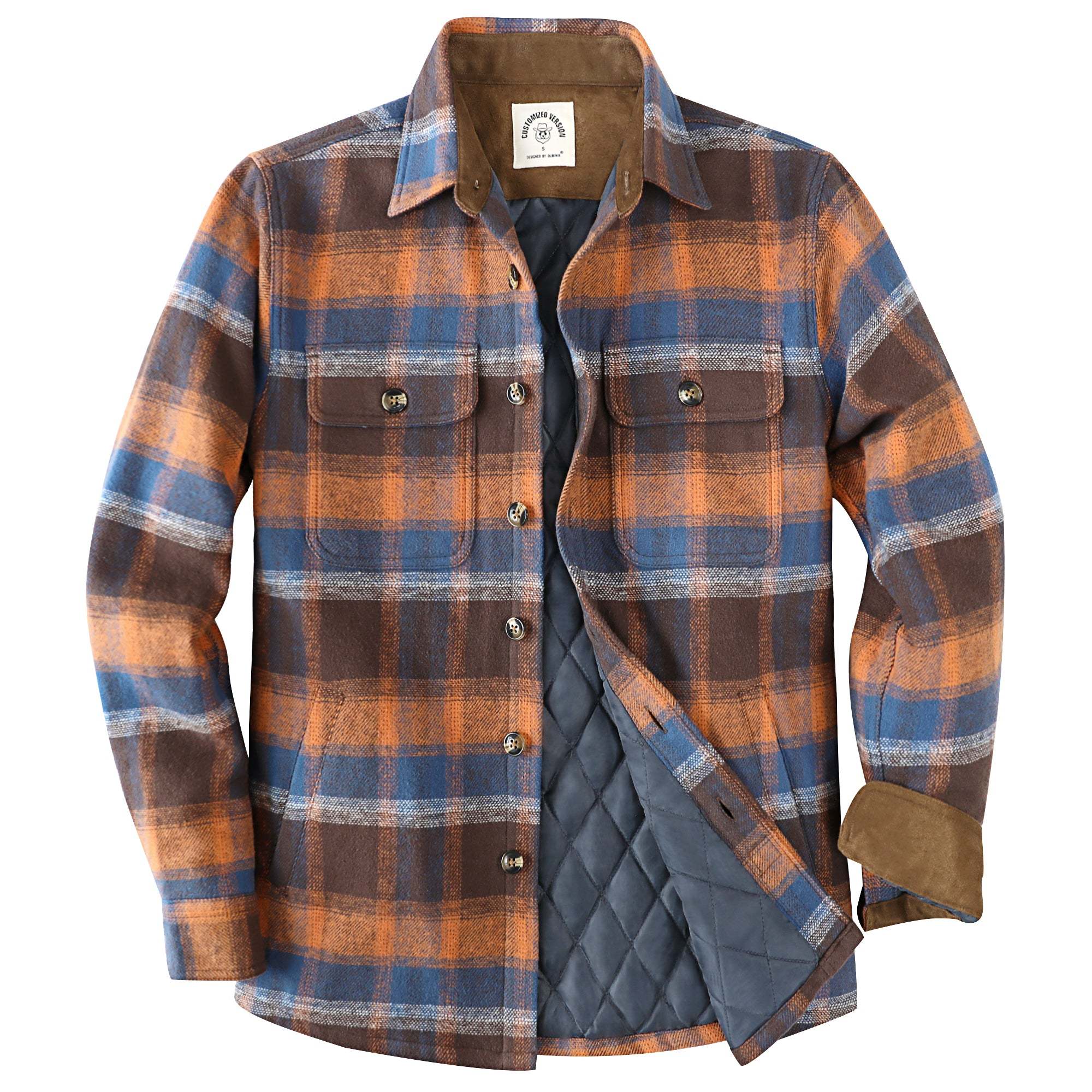 Dubinik? 10.8oz Men's Flannel Shacket Plaid Jacket with Warm Lining Button Up#38406