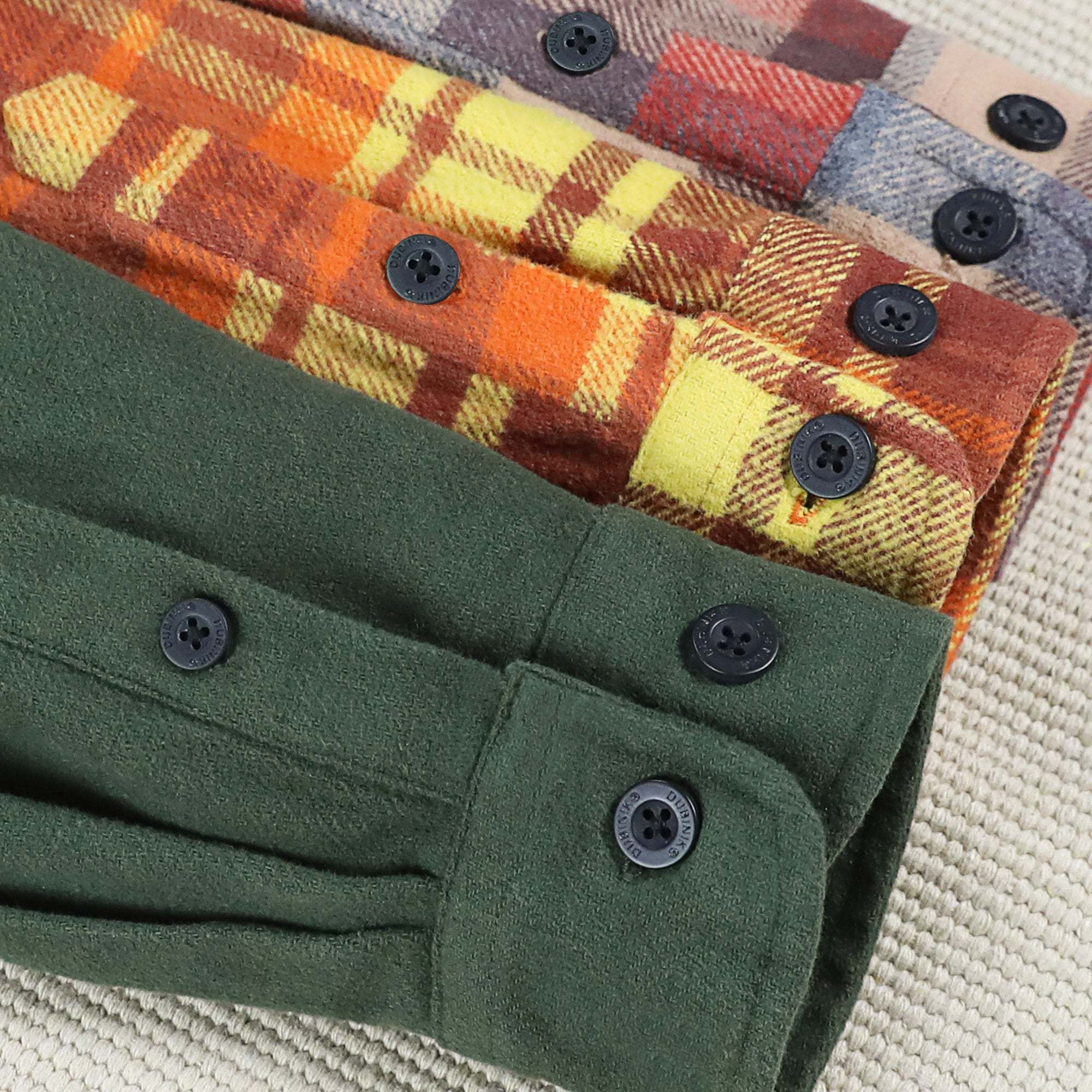 Dubinik? 10.8oz Ultra Heavyweight Olive Green Solid Flannel Shirt for Men Long Sleeve Mens Plaid Button Down Shirts for Men Vintage 100% Cotton#0081004