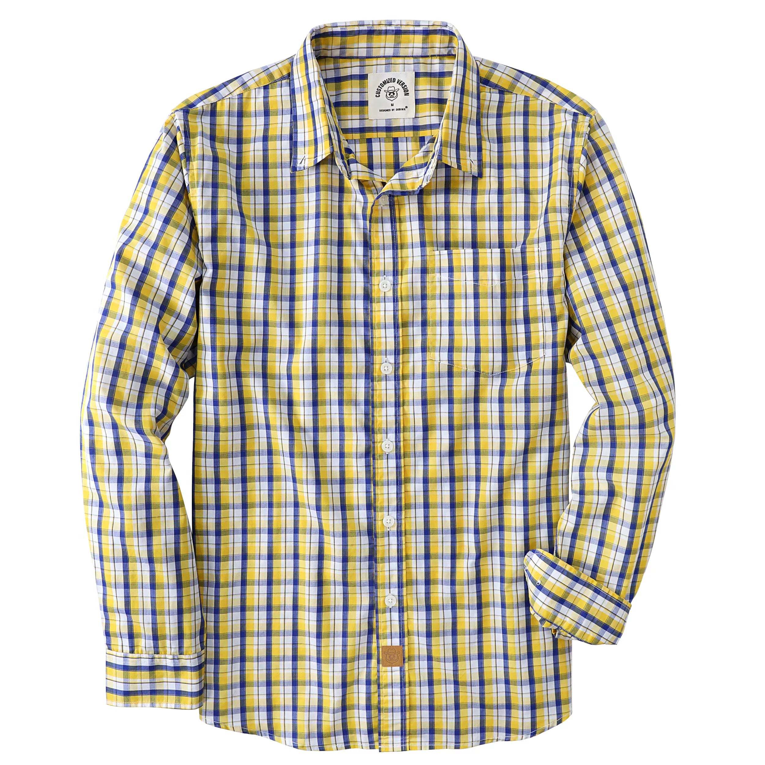 Dubinik? 3.2oz Mens Long Sleeve Casual Button Down Vintage Plaid Shirts#52012