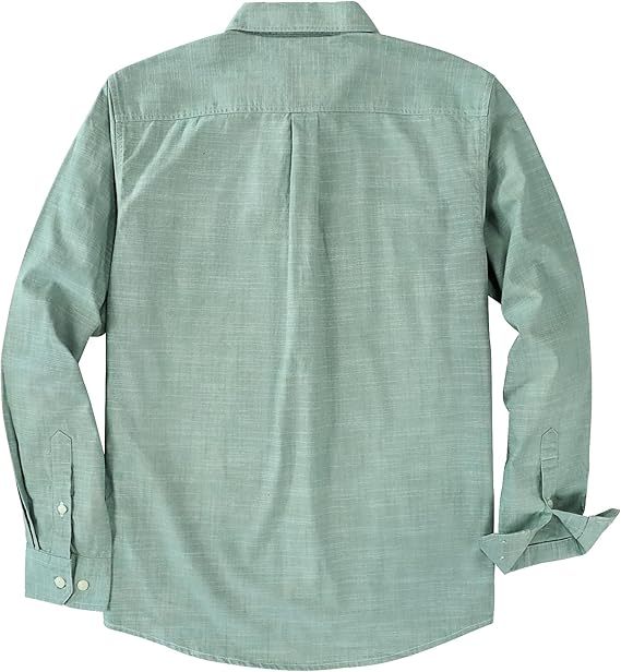 Dubinik? 5.5oz Light Green Chambray Long Sleeve Button-Front Closure Pocket Cotton Workshirt#58005