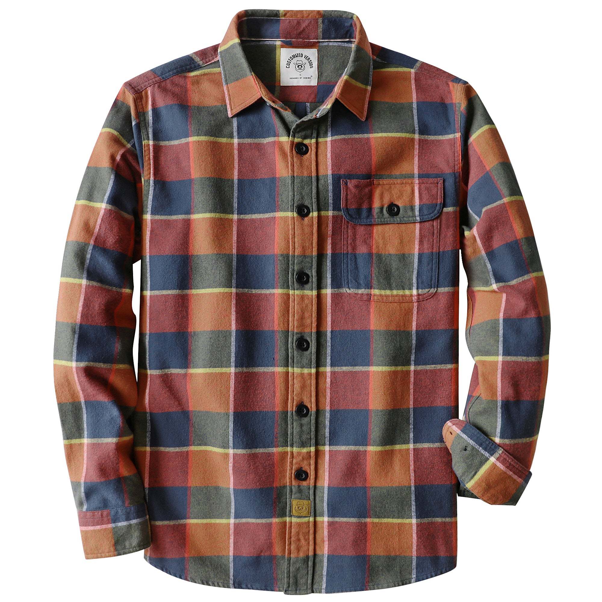 Dubinik? 6oz Mens Long Sleeve Midweight Flannel Shirt Warm Casual Soft Cotton Button Down Plaid Shirt #3423
