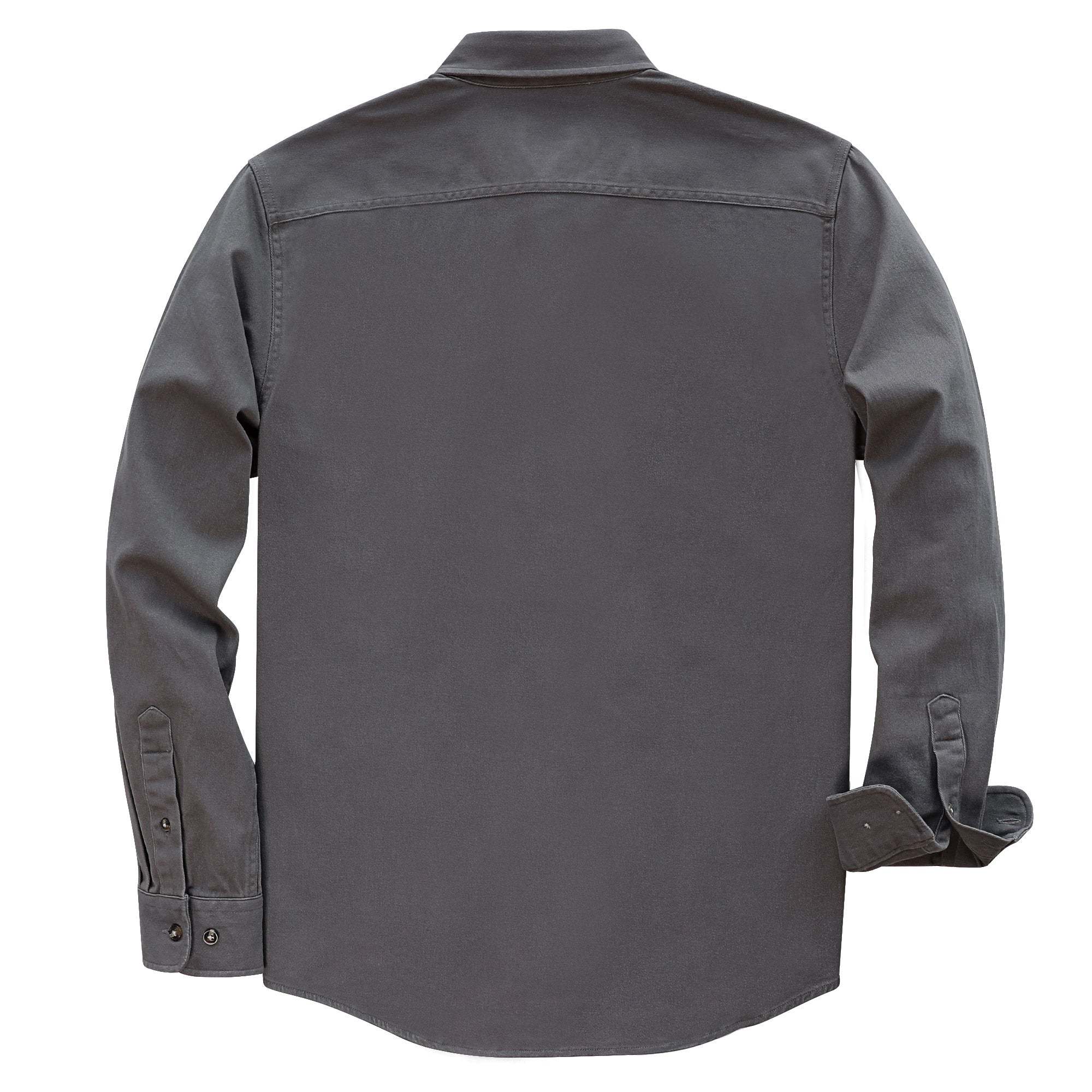 8oz Men's Light gray Solid 100% cotton outdoor casual workwear pocket vintage shirt #1505