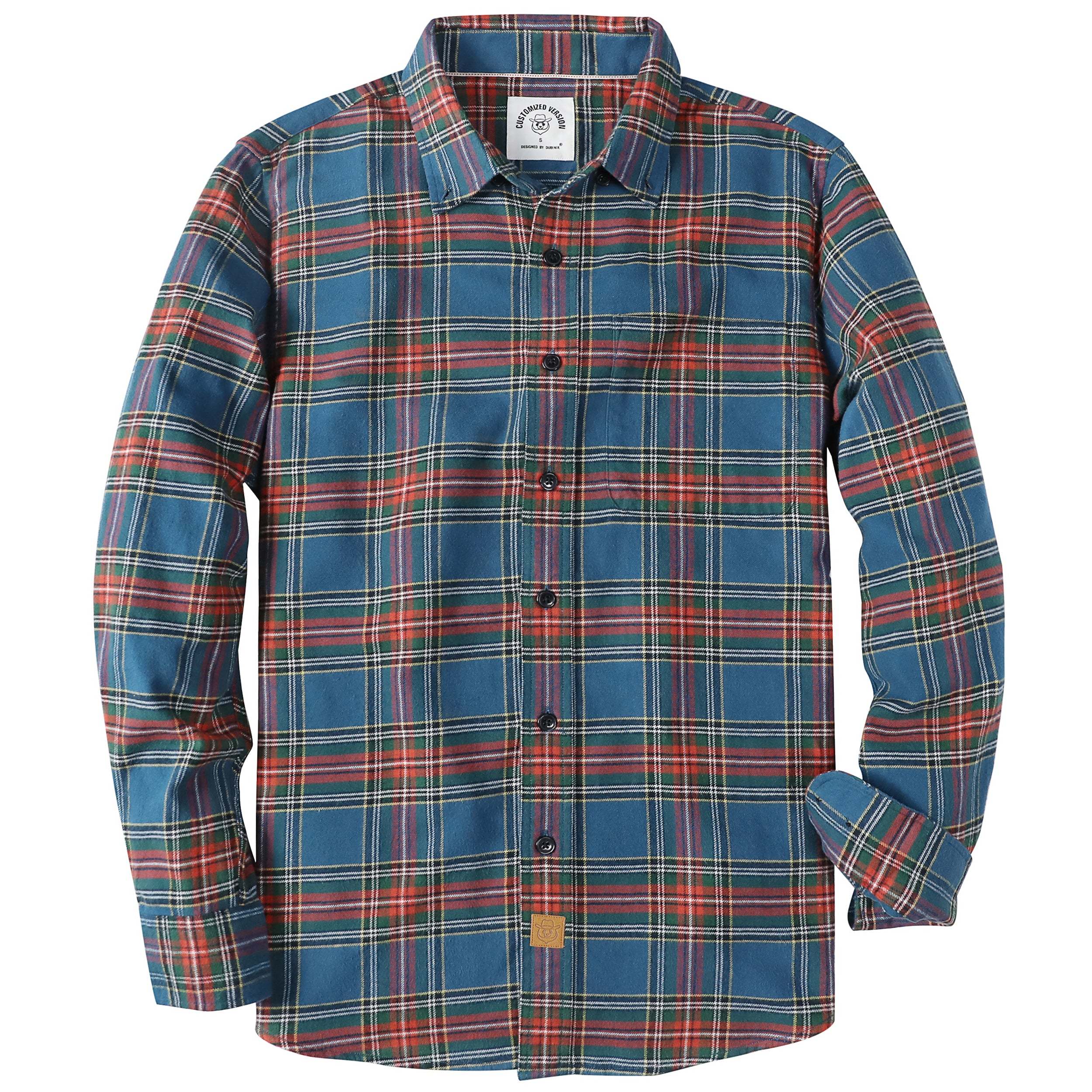 Dubinik? 6oz Mens Flannel Shirts Long Sleeve Flannel Shirt for Men Plaid Pockets Soft Casual 100% Cotton Button Down Regular Fit#0333