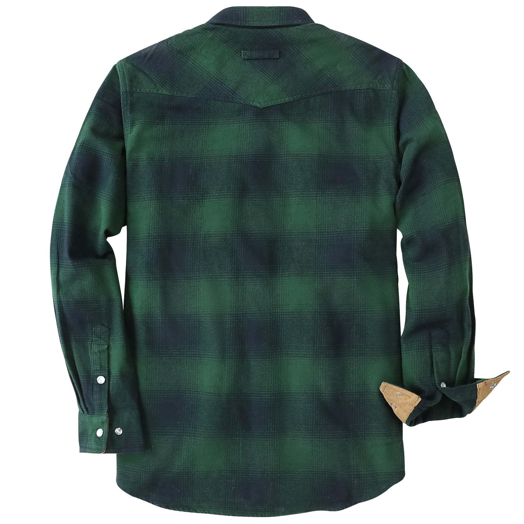 Dubinik? 6oz Men's Long Sleeve Pearl Snap Midweight Green Flannel Casual Western Cowboy Plaid Shirts 100% Cotton#36016