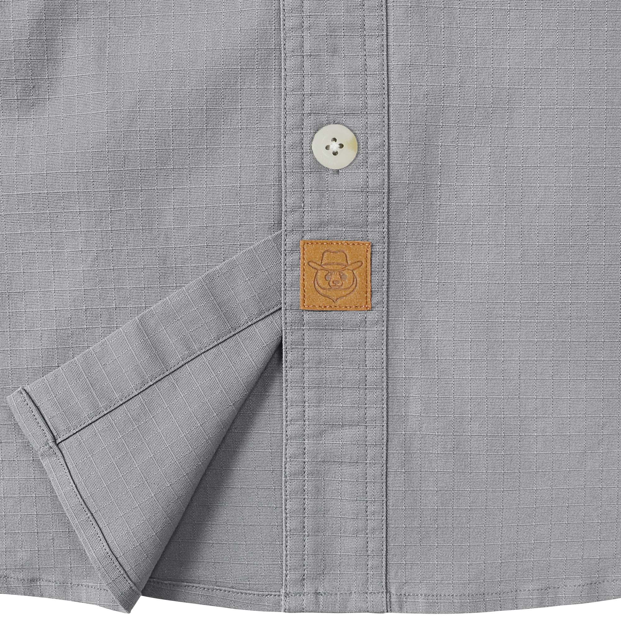 Dubinik? 6.5oz Mens Button Up Shirts Long Sleeve Casual Dark Gray Solid Shirts for Men Two Pocket Regular Fit Comfortable with Stretch Shirt#0056005