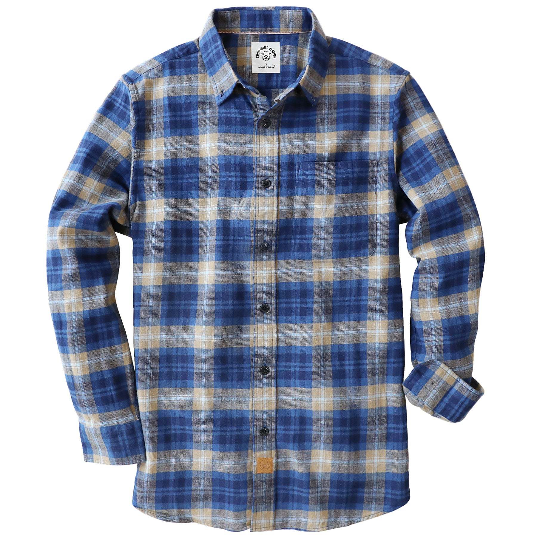 Dubinik? 6oz Flannel Shirt for Men 100% Cotton Mens Flannel Shirts Long Sleeve Plaid Soft Casual Button Down Shirt Men#66012