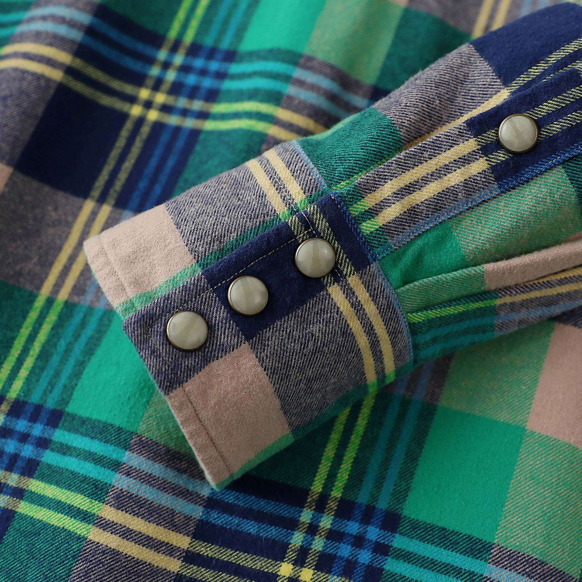 Dubinik? 6.3oz Green Flannel Shirt for Men Long Sleeve Casual Cozy Snap Button Western Plaid Shirts Soft Pure Cotton#37010