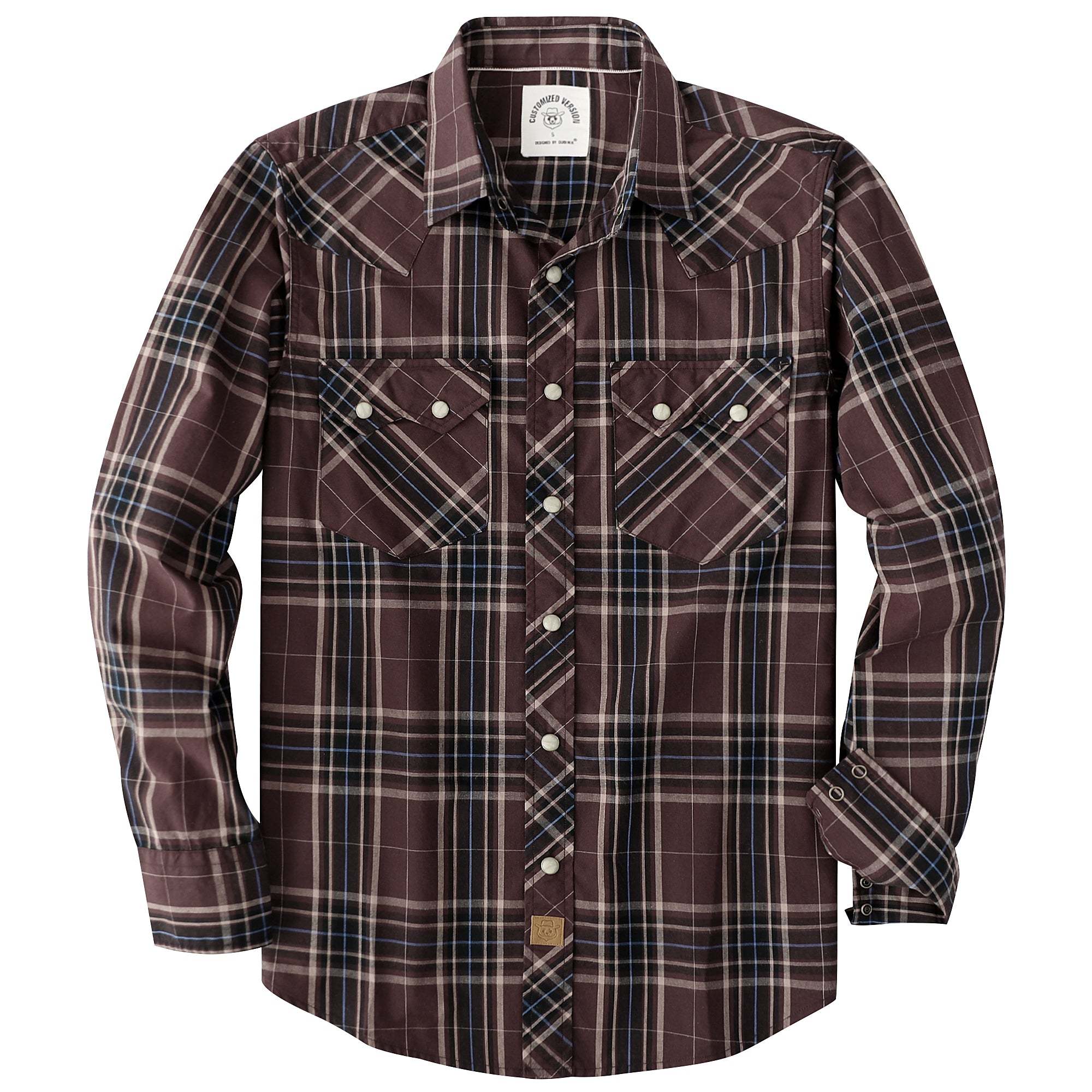 Dubinik? 4.1oz Pearl Snap Shirts For Men Long Sleeve Lightweight Casual Sawtooth Pocket Western Plaid Cowboy Cotton Vintage Work Shirt#48012