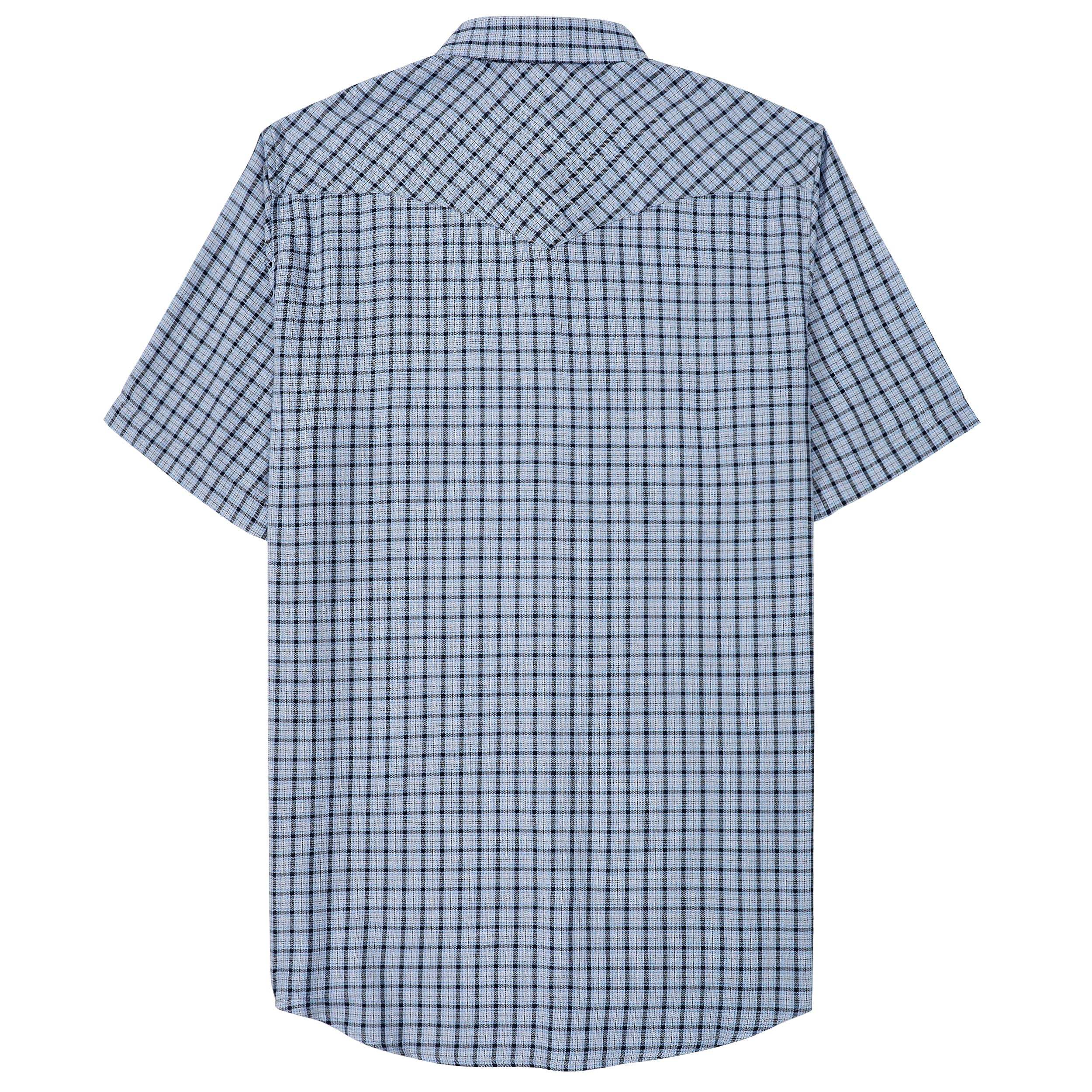 Dubinik?Bamboo Fiber Mens Shirts Short Sleeve Plaid Shirt Men Western Cowboy Pearl Snap Vintage Casual Plaid Shirt #2910