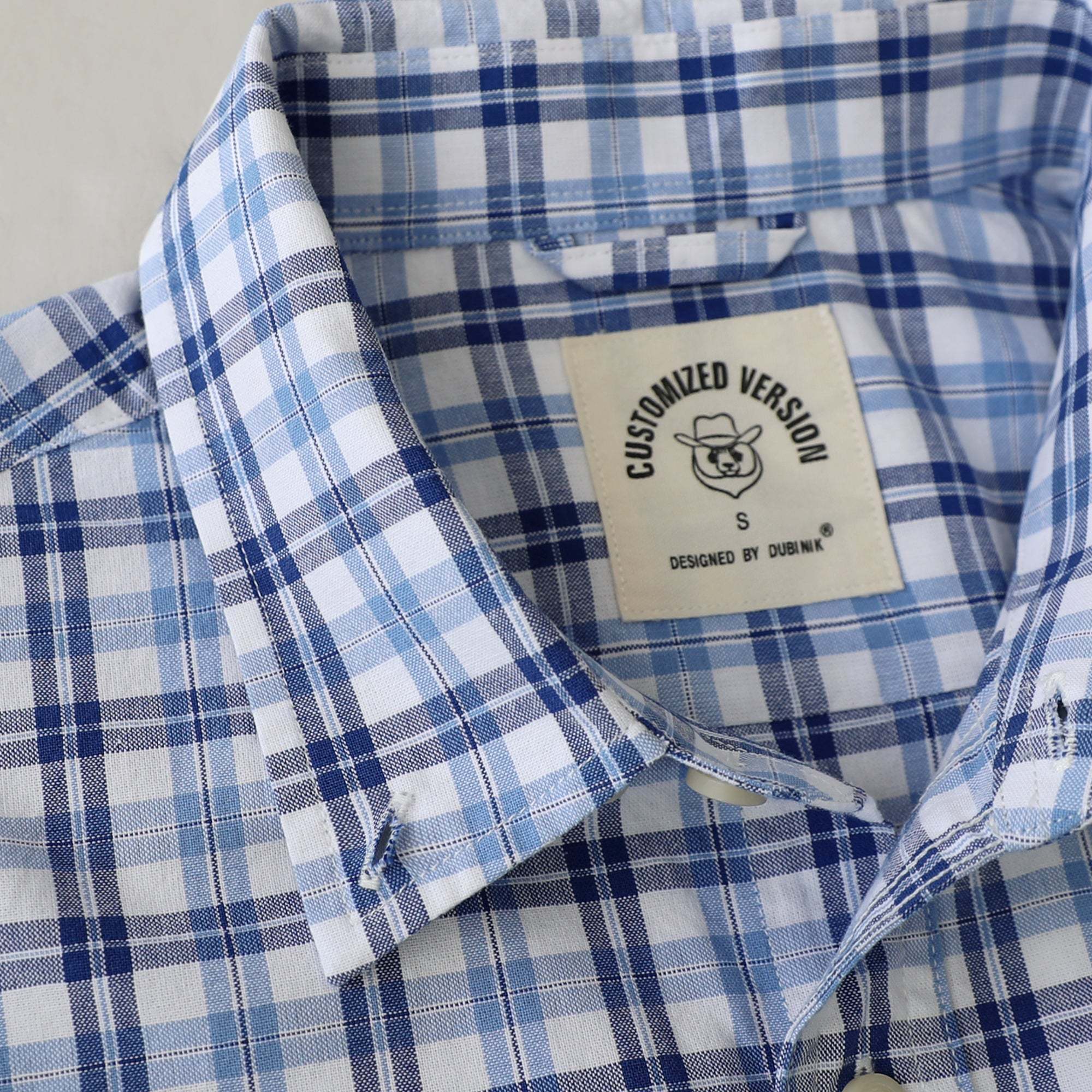 Dubinik? 4.6oz Mens Lightweight Pure Cotton Long Sleeve Button Down Plaid Shirt#101811