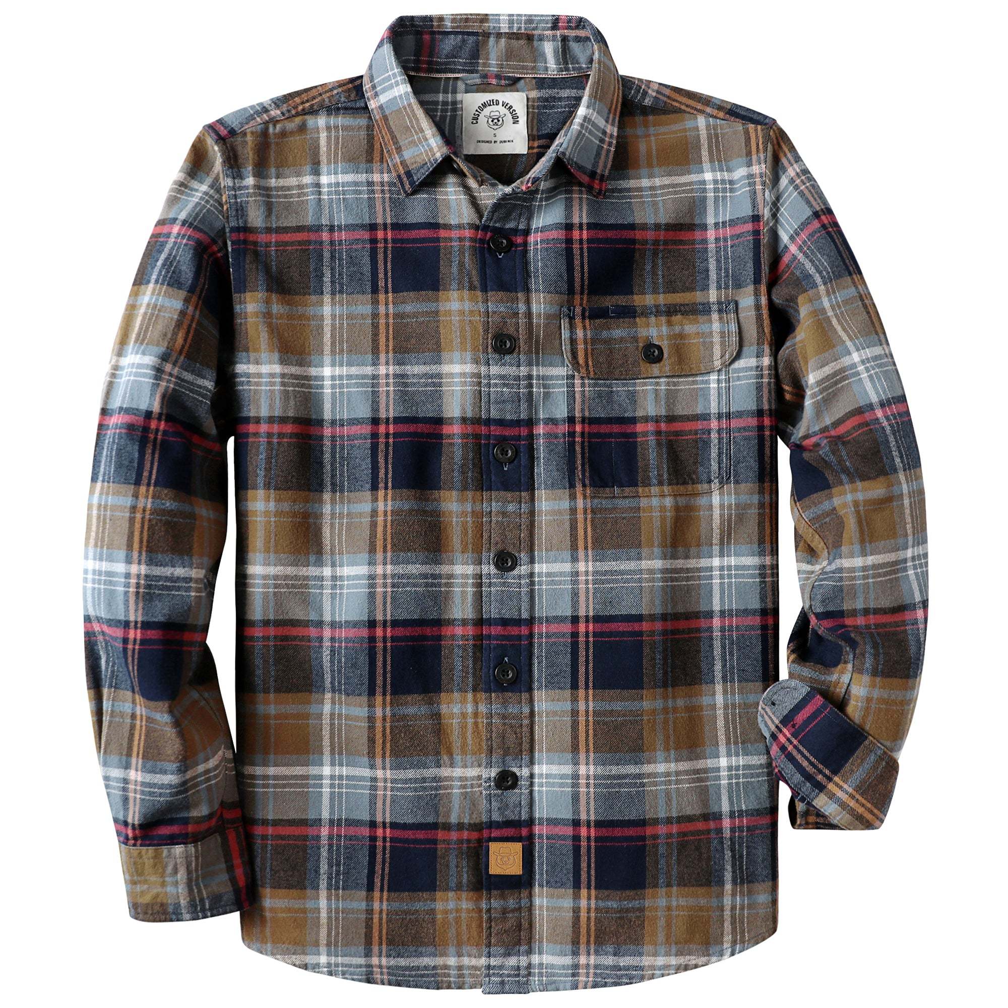 Dubinik? 6oz Mens Long Sleeve Midweight Flannel Shirt Warm Casual Soft Cotton Button Down Plaid Shirt #3412