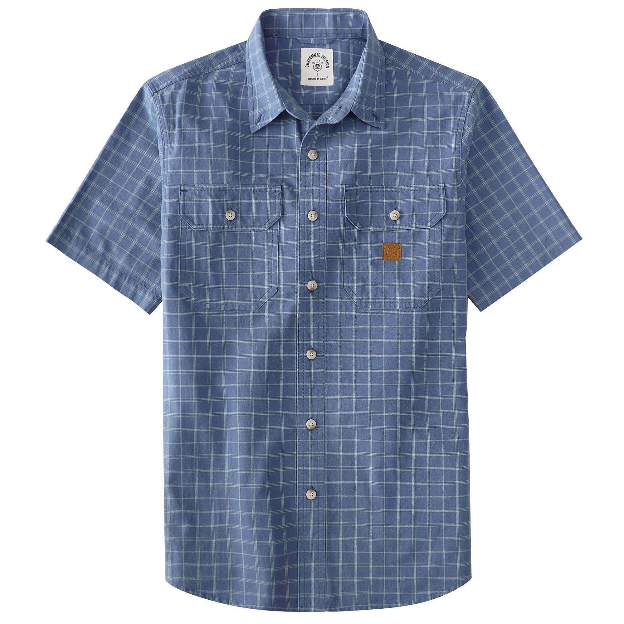 Dubinik? Men’s Short Sleeve Button-Down Shirt, Double Pockets, Casual Workwear Plaid#101710