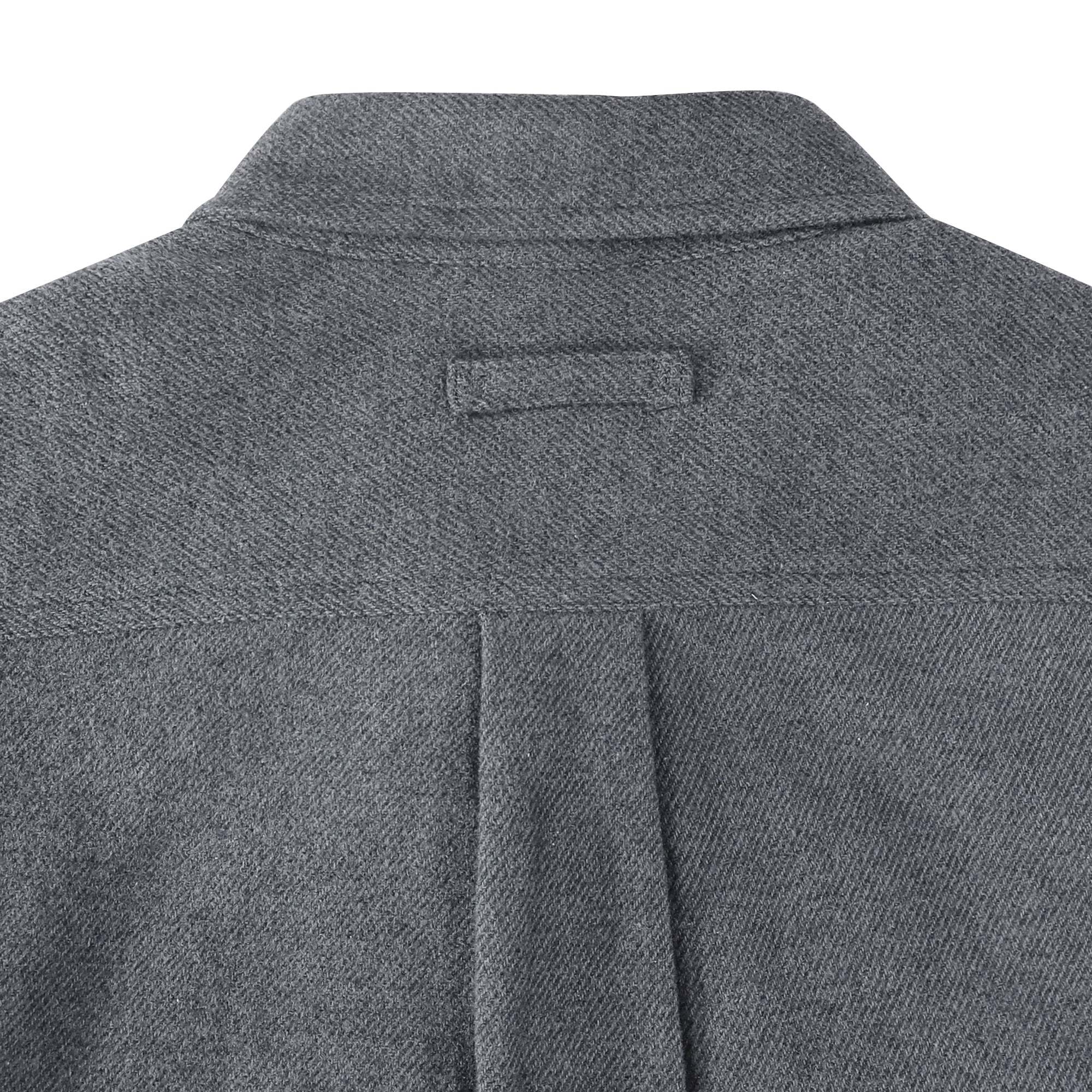 Dubinik? 10.8oz Men’s Overshirt Shacket – Cozy Warm-Lined Dark Gray Solid Plaid Flannel, Lightweight Casual Button-Down Long Sleeve Jacket #0181001