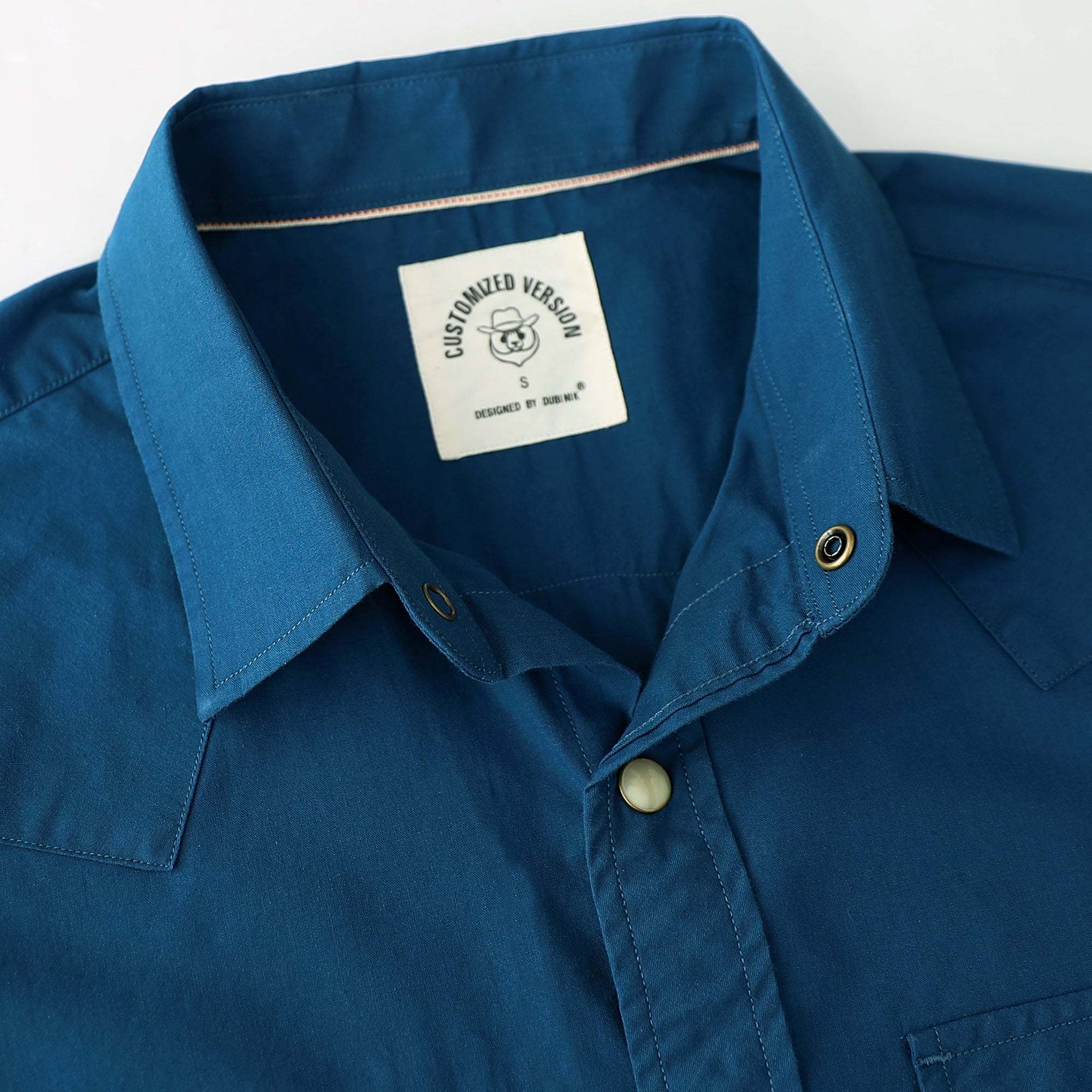 Dubinik? 4.1oz Pearl Snap Solid Navy Blue Shirts For Men Long Sleeve Lightweight Casual Sawtooth Pocket Western Plaid Cowboy Cotton Vintage Work Shirt#48029