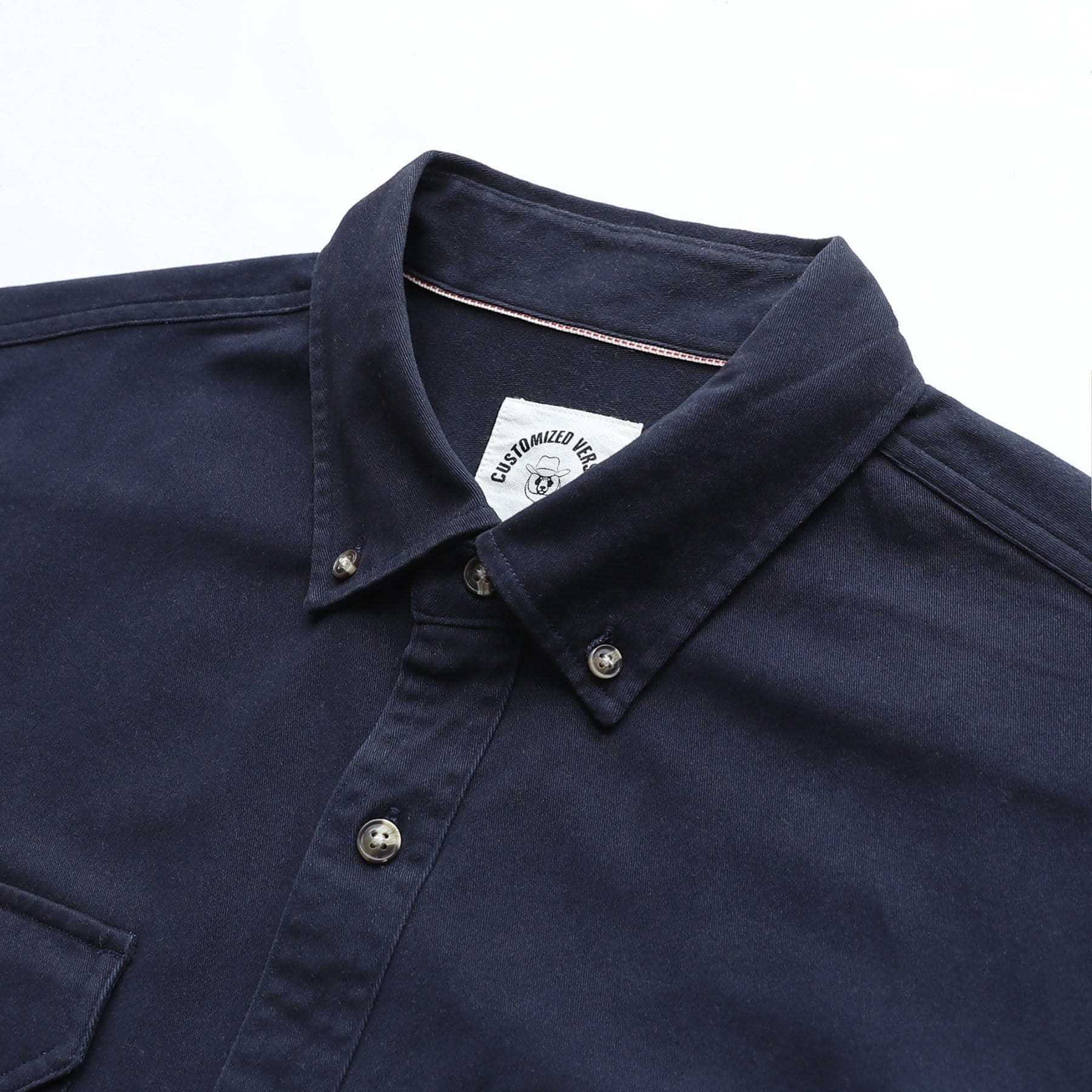 8oz Men's Navy Solid 100% cotton outdoor casual workwear pocket vintage shirt #1502