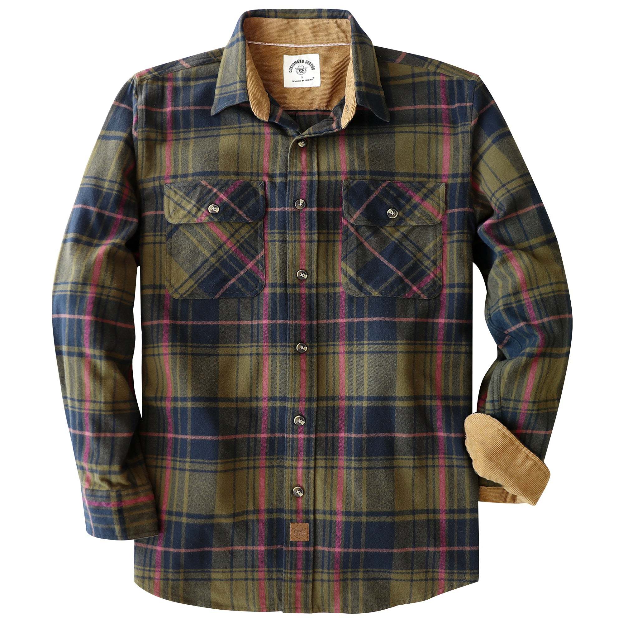 Dubinik? 6oz Mens Flannel Shirt Long Sleeve Button Down Plaid All Cotton Soft Brushed Flannel Shirt For Men Utility Casual Shirt #0030023