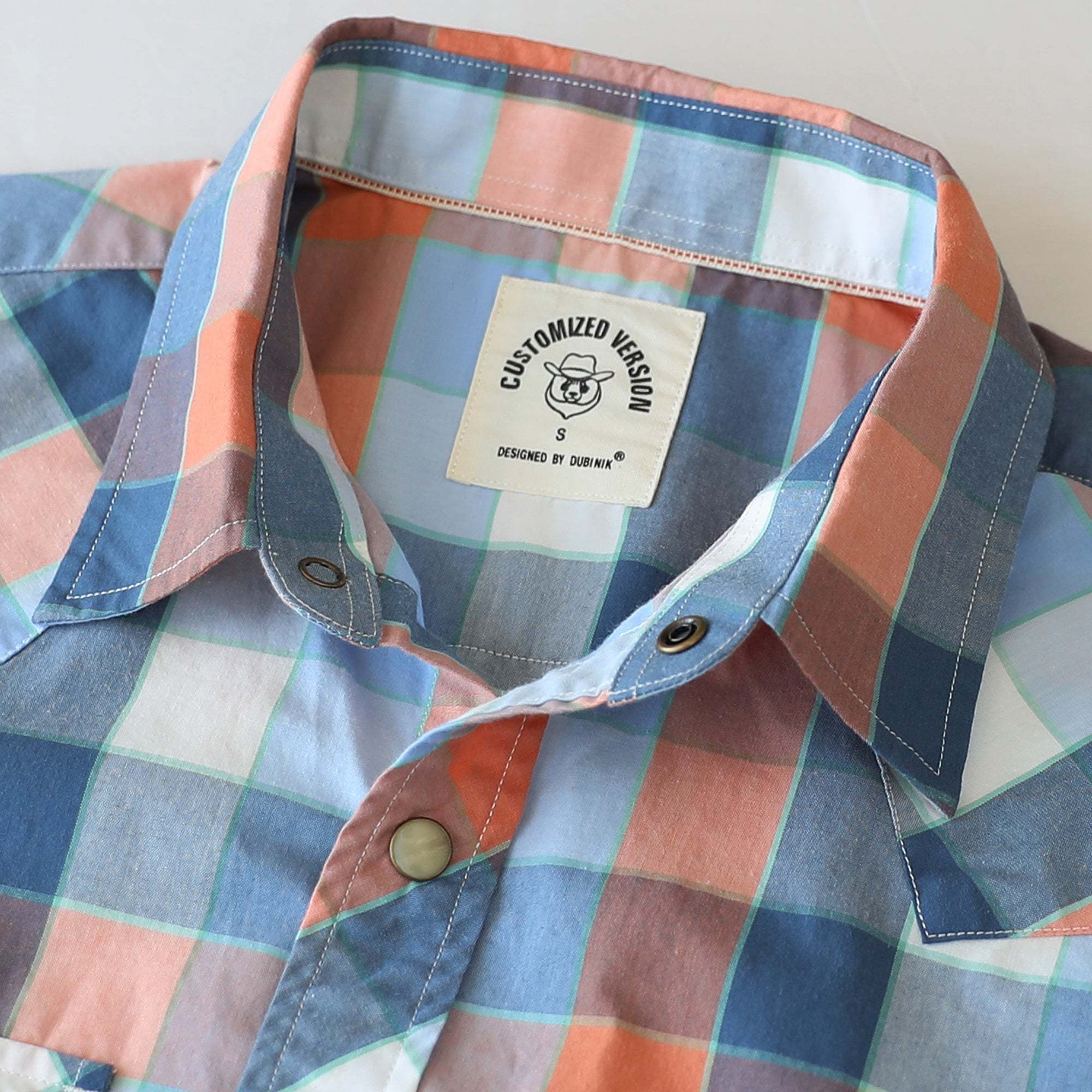 Dubinik? 4.1oz Pearl Snap Shirts For Men Long Sleeve Lightweight Casual Sawtooth Pocket Western Plaid Cowboy Cotton Vintage Work Shirt#48020