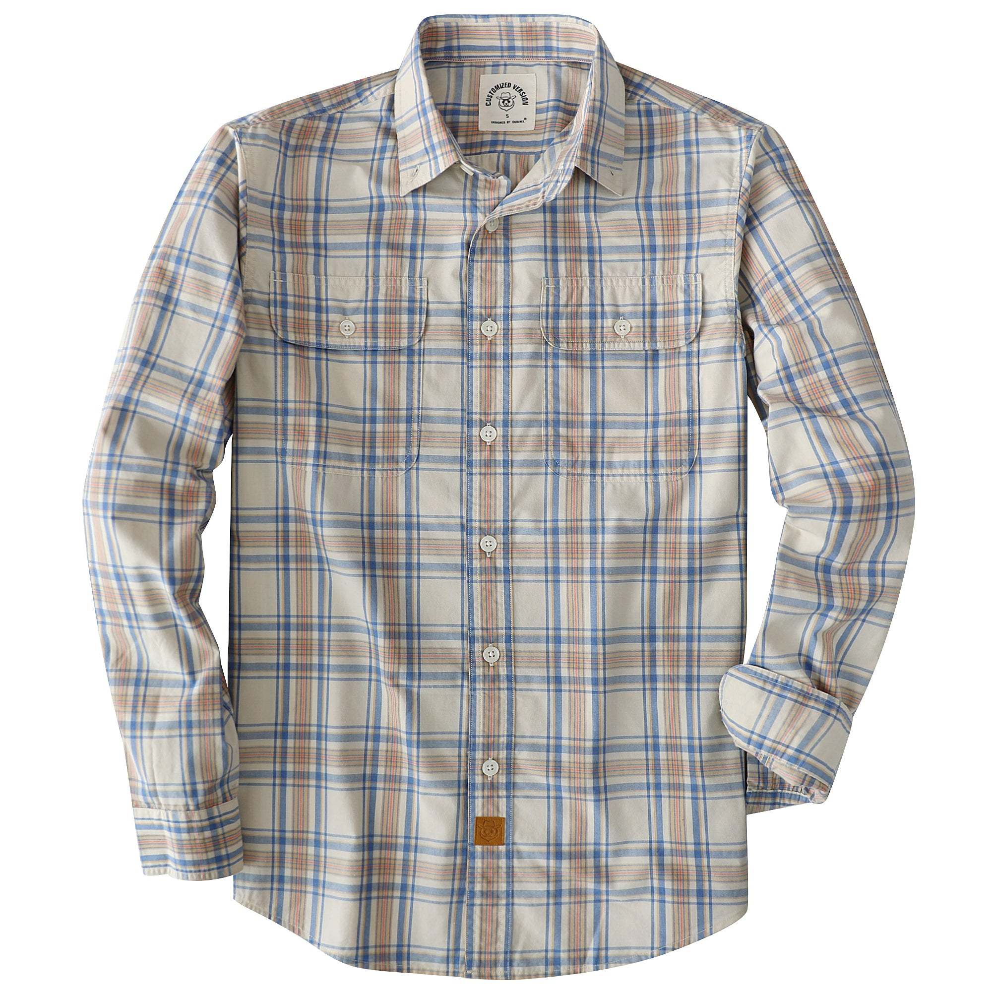 Dubinik? 4.1oz Mens Long Sleeve Button Down Shirts Casual Plaid Shirt with Practical Double Pockets Comfortable and Soft#0050023