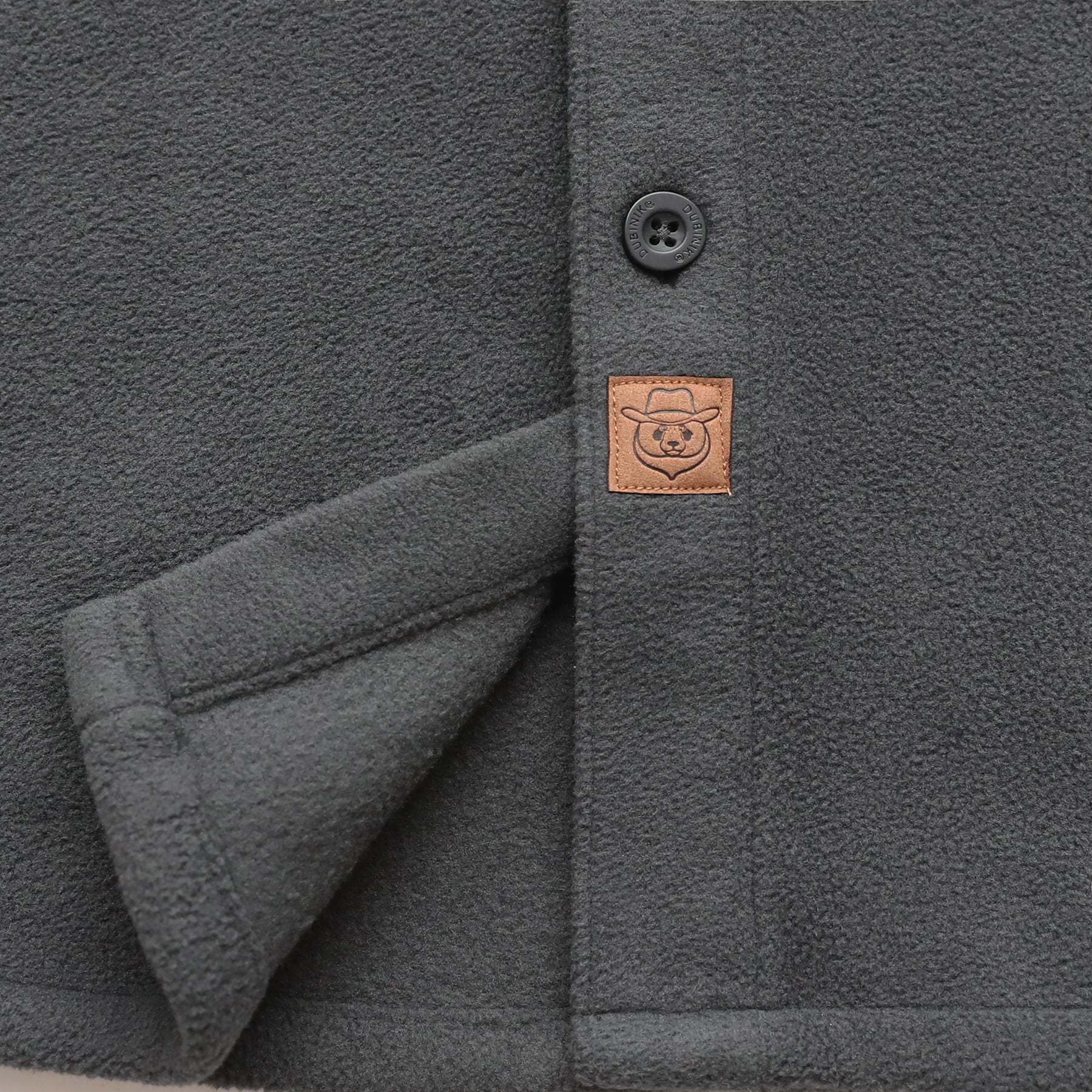 Mens Long Sleeve Dark Grey Solid Fleece Shirt Casual Button Down Light-in-weight Shirt #0244