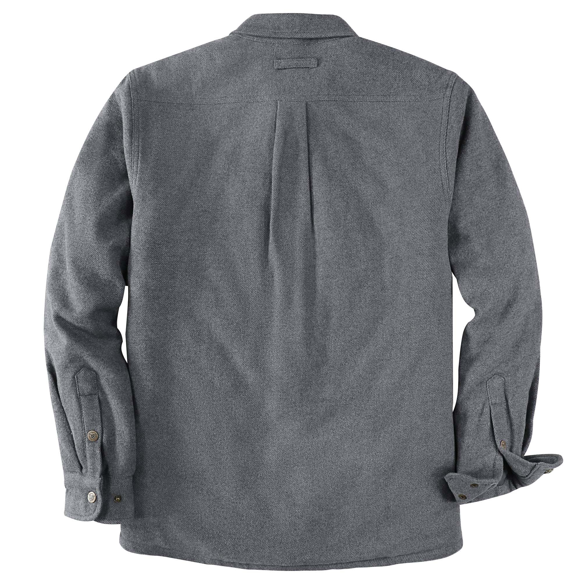 Dubinik? 10.8oz Men’s Overshirt Shacket – Cozy Warm-Lined Dark Gray Solid Plaid Flannel, Lightweight Casual Button-Down Long Sleeve Jacket #0181001
