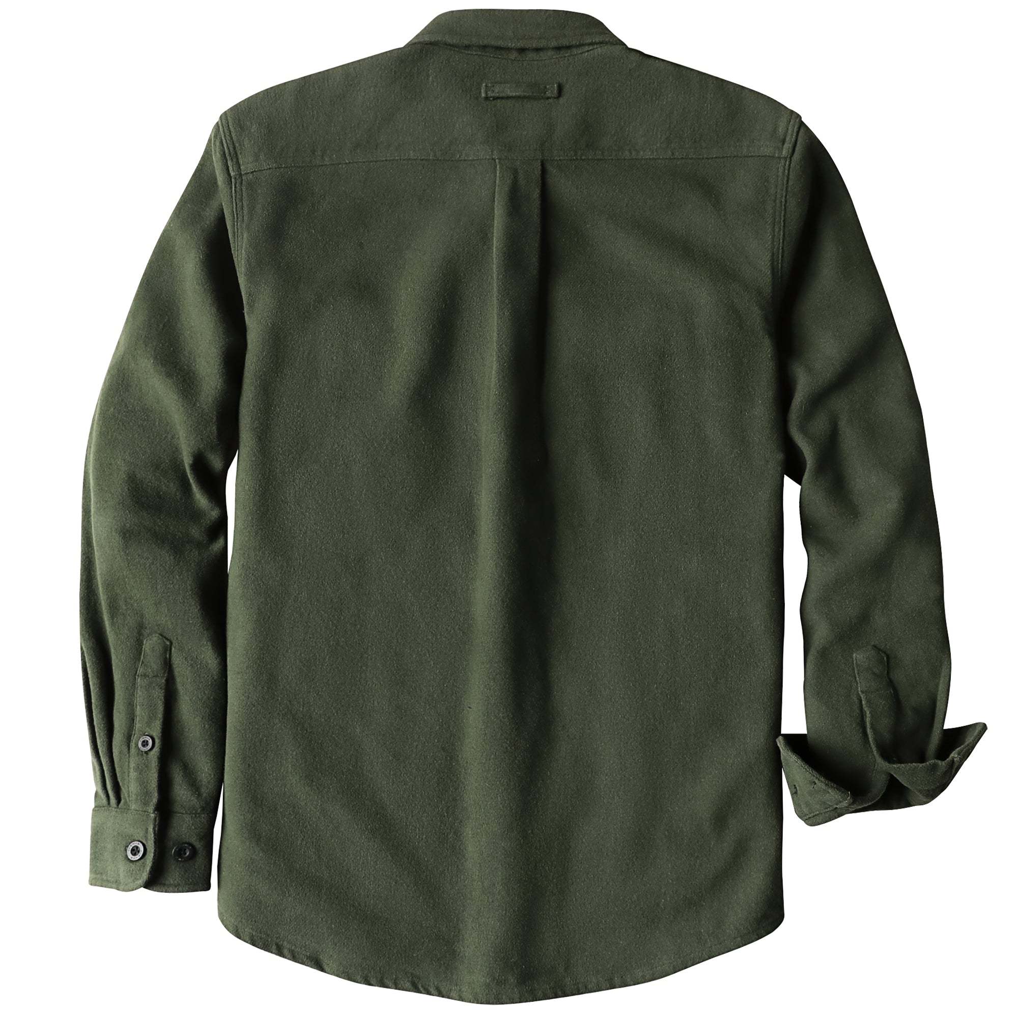 Dubinik? 10.8oz Ultra Heavyweight Olive Green Solid Flannel Shirt for Men Long Sleeve Mens Plaid Button Down Shirts for Men Vintage 100% Cotton#0081004