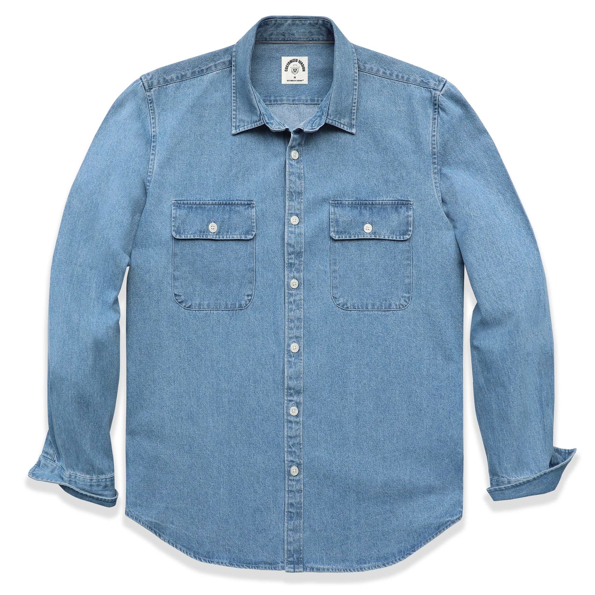 8.8oz Men's cotton long sleeve denim shirt #4501