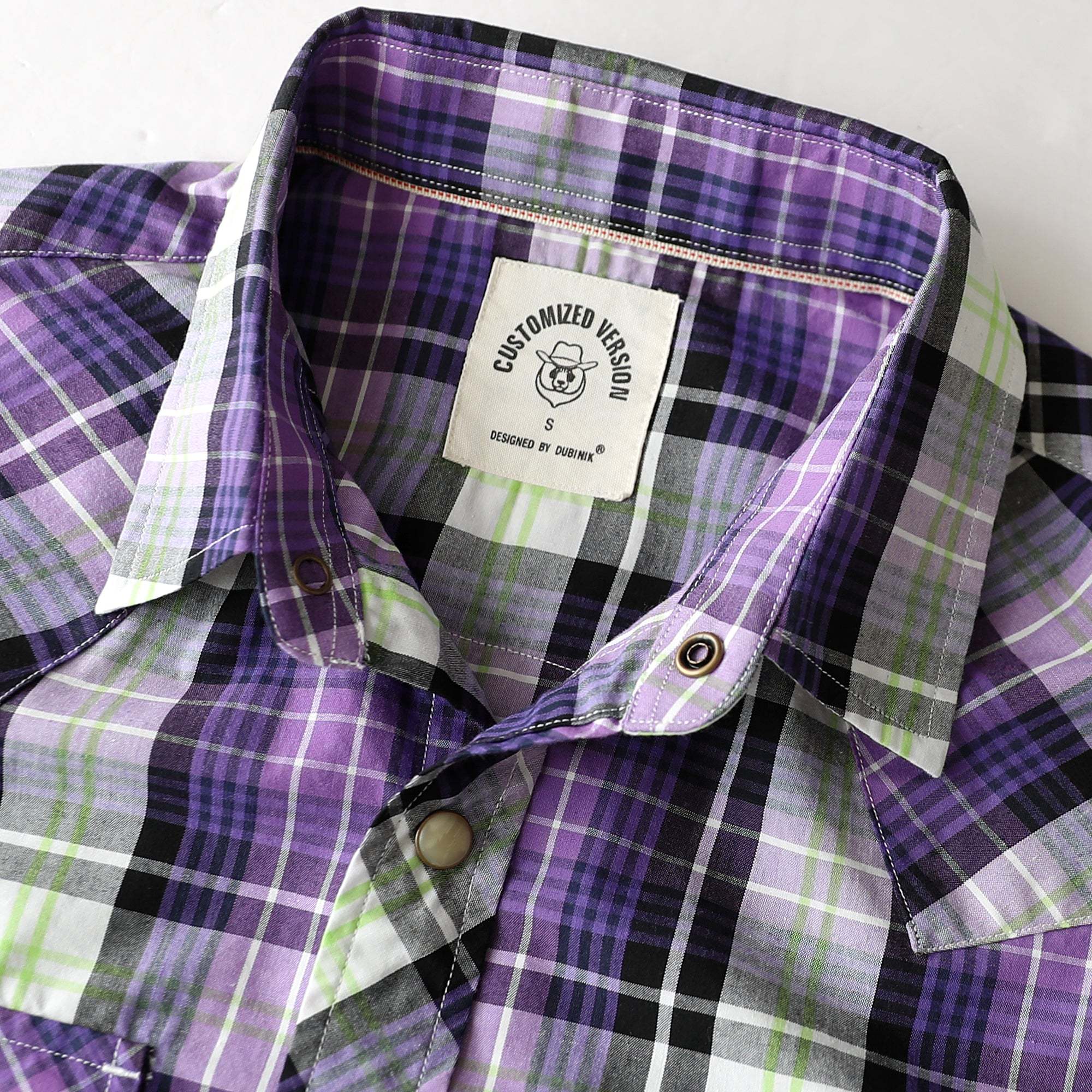 Dubinik? 4.1oz Pearl Snap Shirts For Men Long Sleeve Lightweight Casual Sawtooth Pocket Western Plaid Cowboy Cotton Vintage Work Shirt#48002