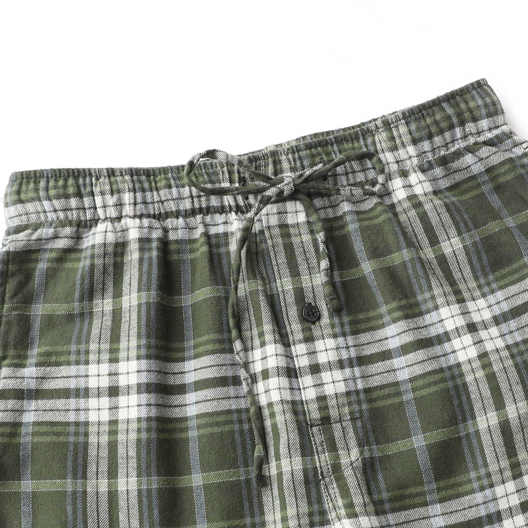 Cotton Flannel Pajama Plaid Sleep & Lounge Pants, PJ Bottoms With Pockets And Button Fly #3007