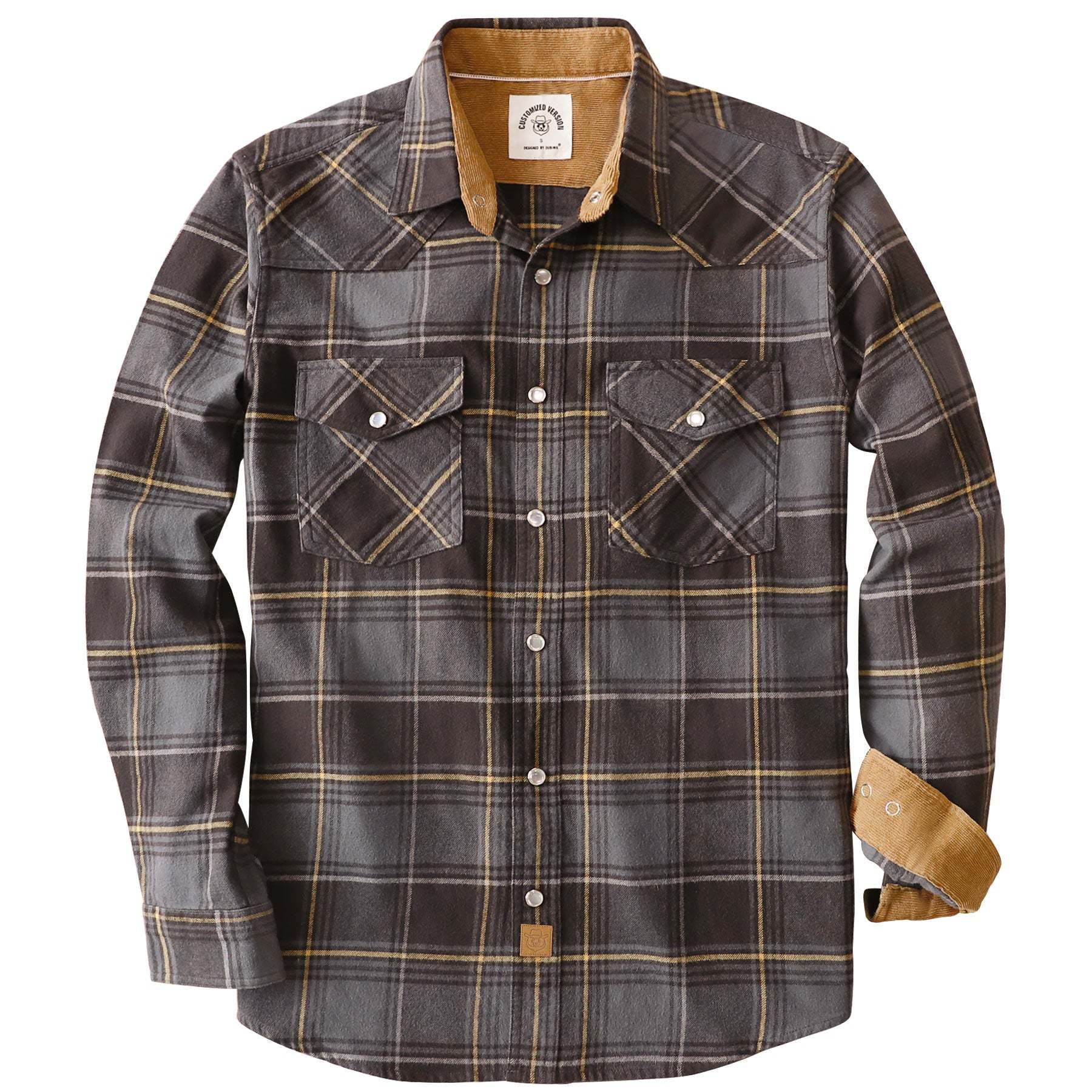 Dubinik? 6oz Men's Long Sleeve Pearl Snap Midweight Flannel Casual Western Cowboy Plaid Shirts 100% Cotton#36018
