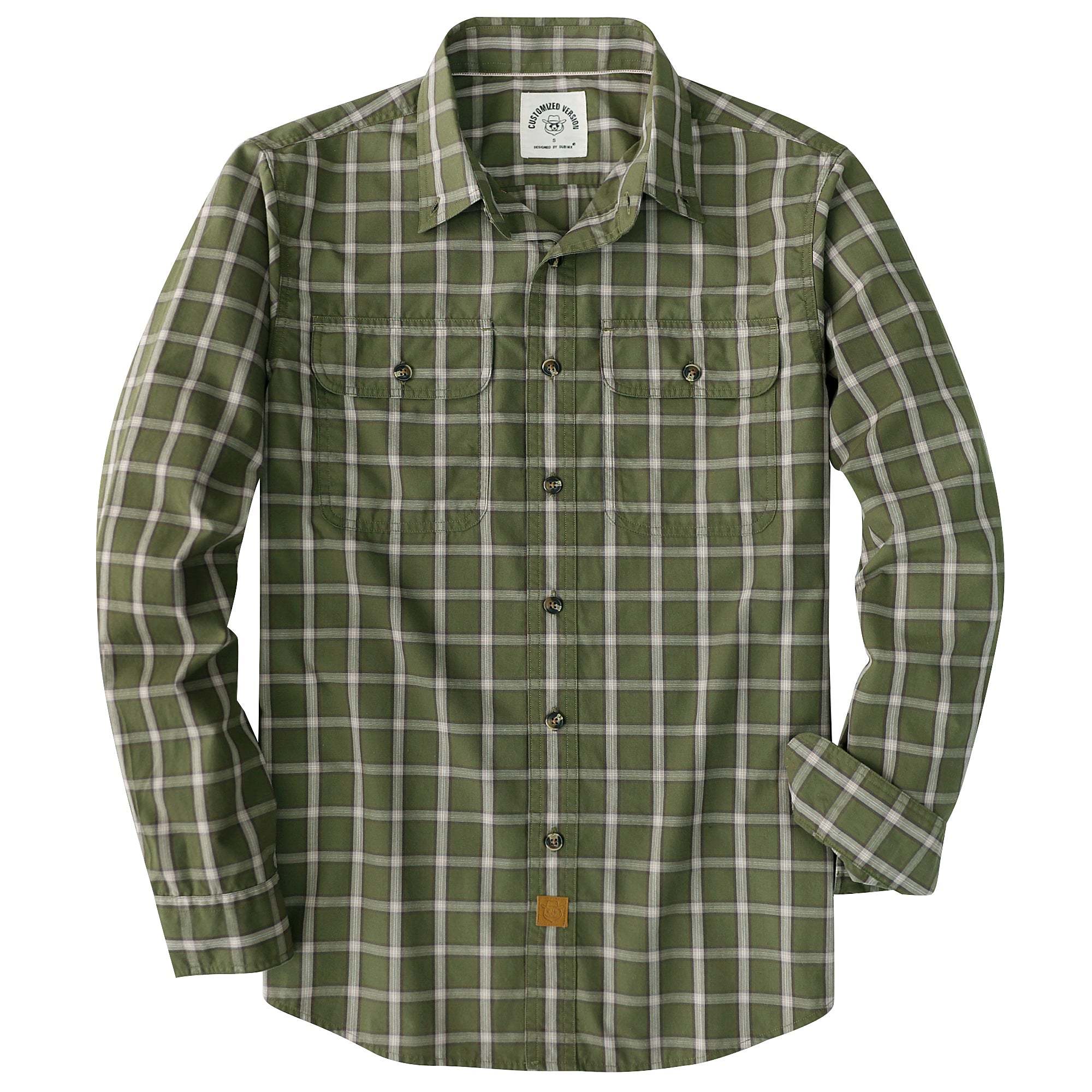 Dubinik? 4.1oz Mens Long Sleeve Button Down Green Shirts Casual Plaid Shirt with Practical Double Pockets Comfortable and Soft#0050026