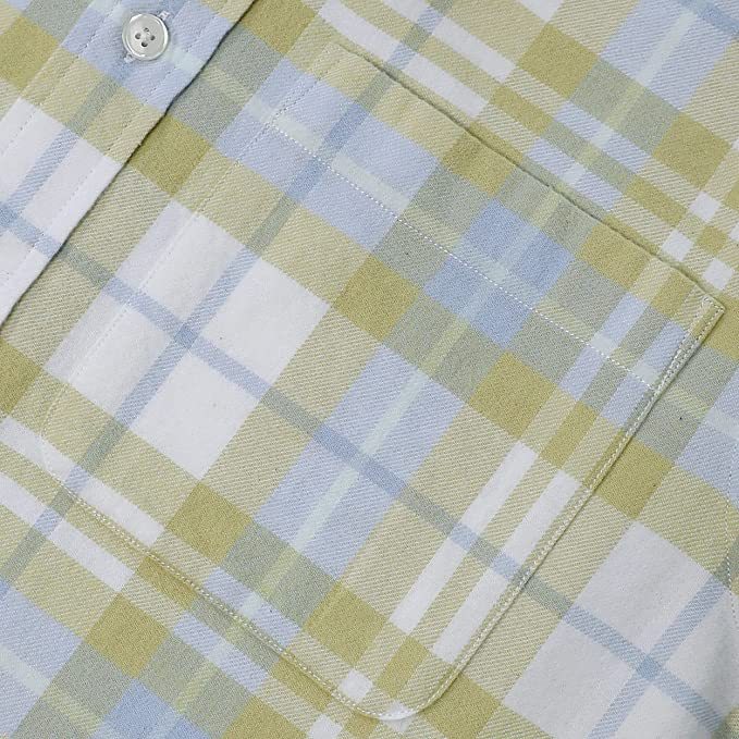 Dubinik? 6oz Mens Flannel Shirts Long Sleeve Button Down Casual Work Plaid Shirt Men All Cotton Soft with Pocket Regular Fit#03-055