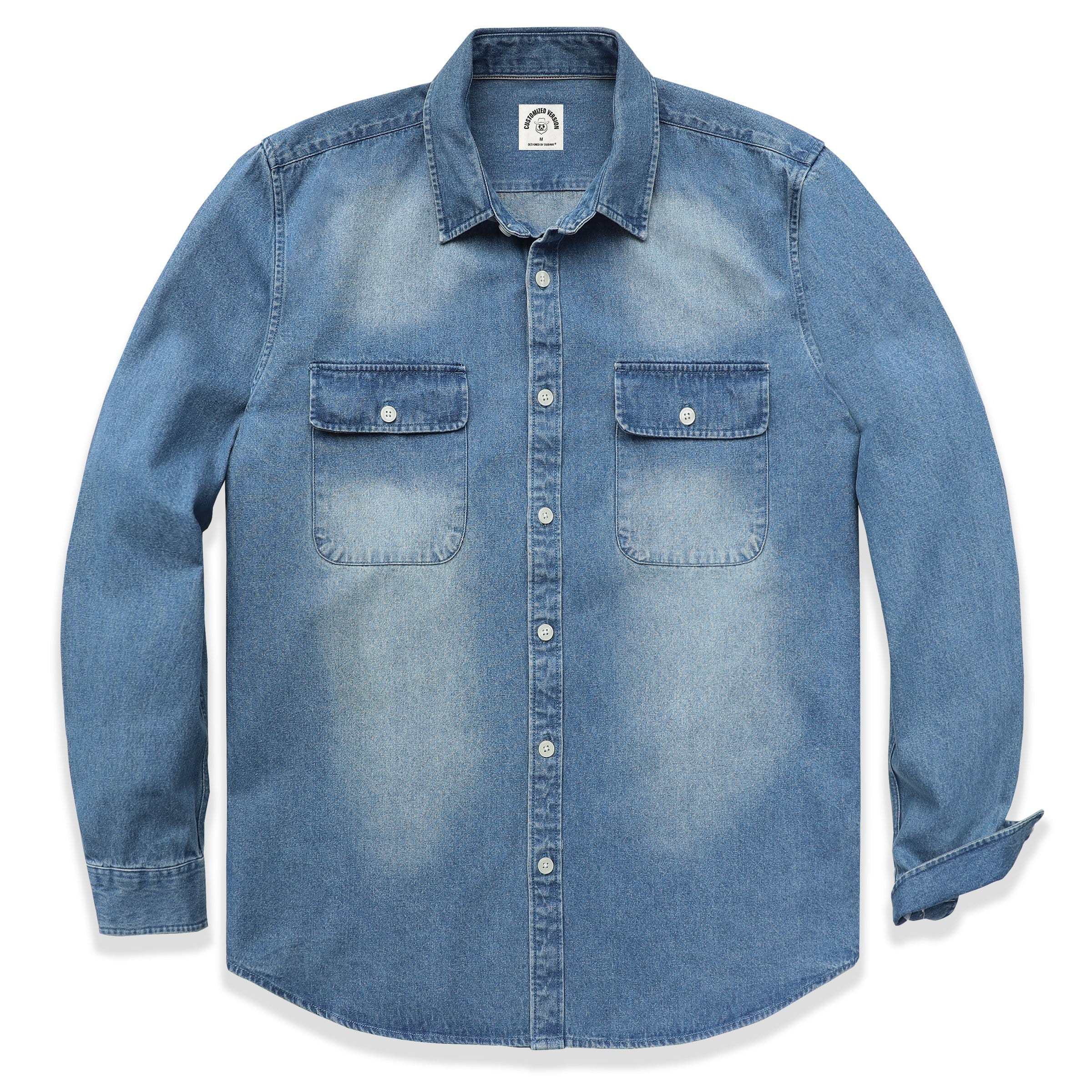8.8oz Men's cotton long sleeve denim shirt #4502