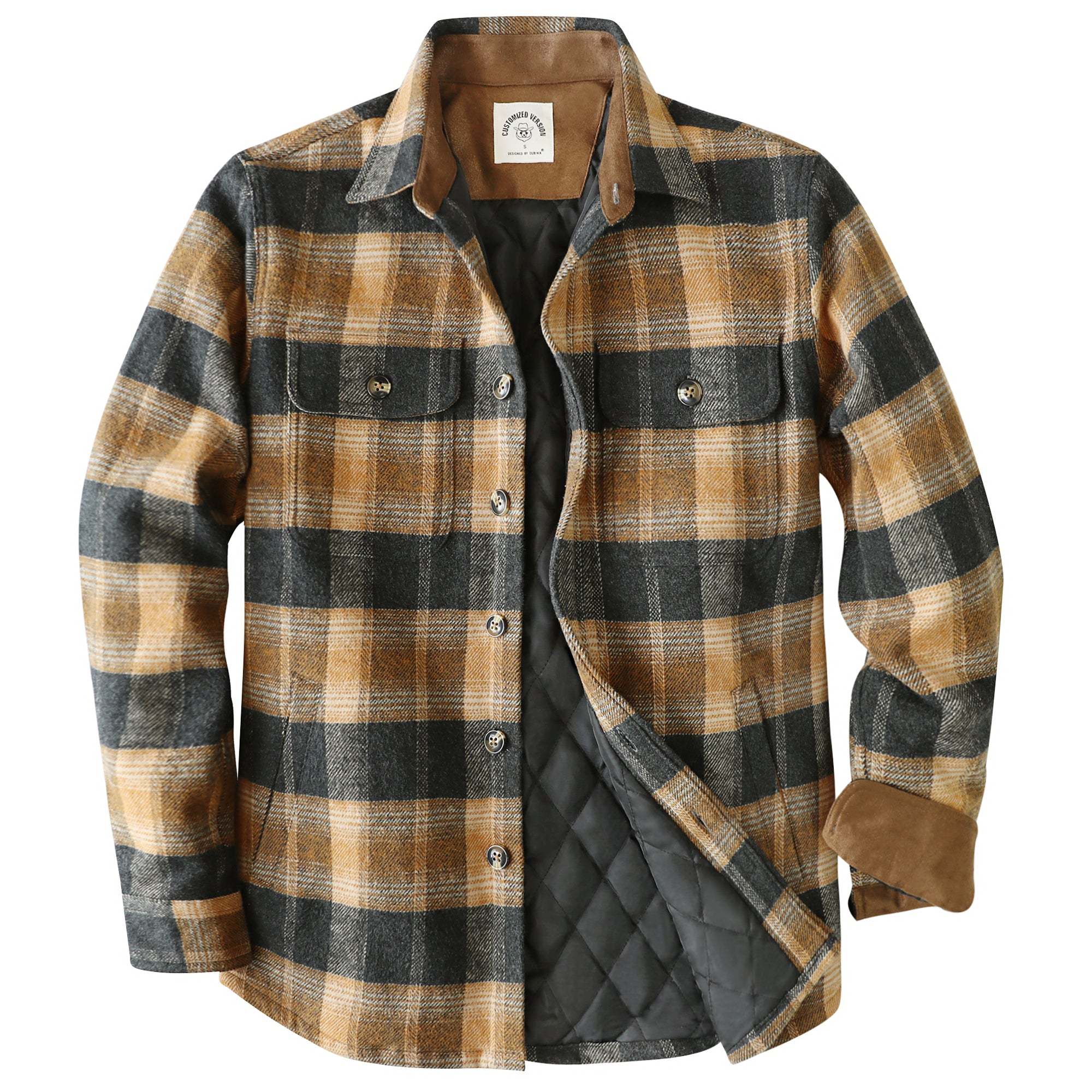 Dubinik? 10.8oz Men's Flannel Shacket Plaid Jacket with Warm Lining Button Up#38407