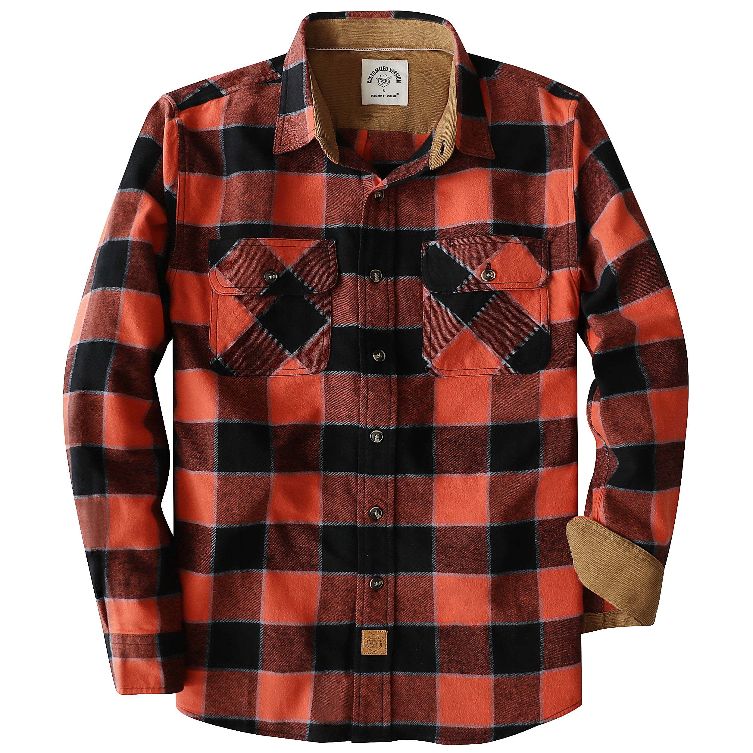 Dubinik? 6oz Mens Flannel Shirt Long Sleeve Button Down Plaid All Cotton Soft Brushed Flannel Shirt For Men Utility Casual Shirt #0030005