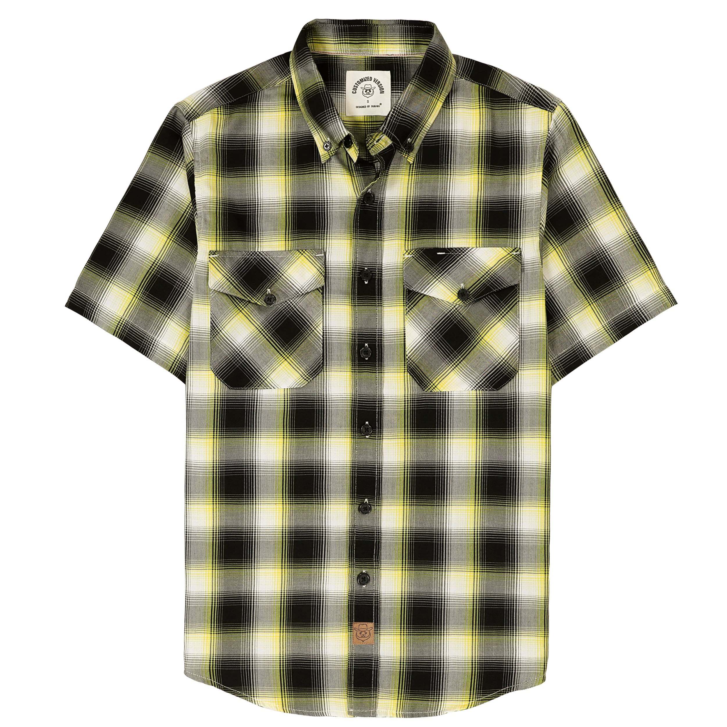 Dubinik? Bamboo Viscose Mens Short Sleeve Button Down Pockets Shirts#39012