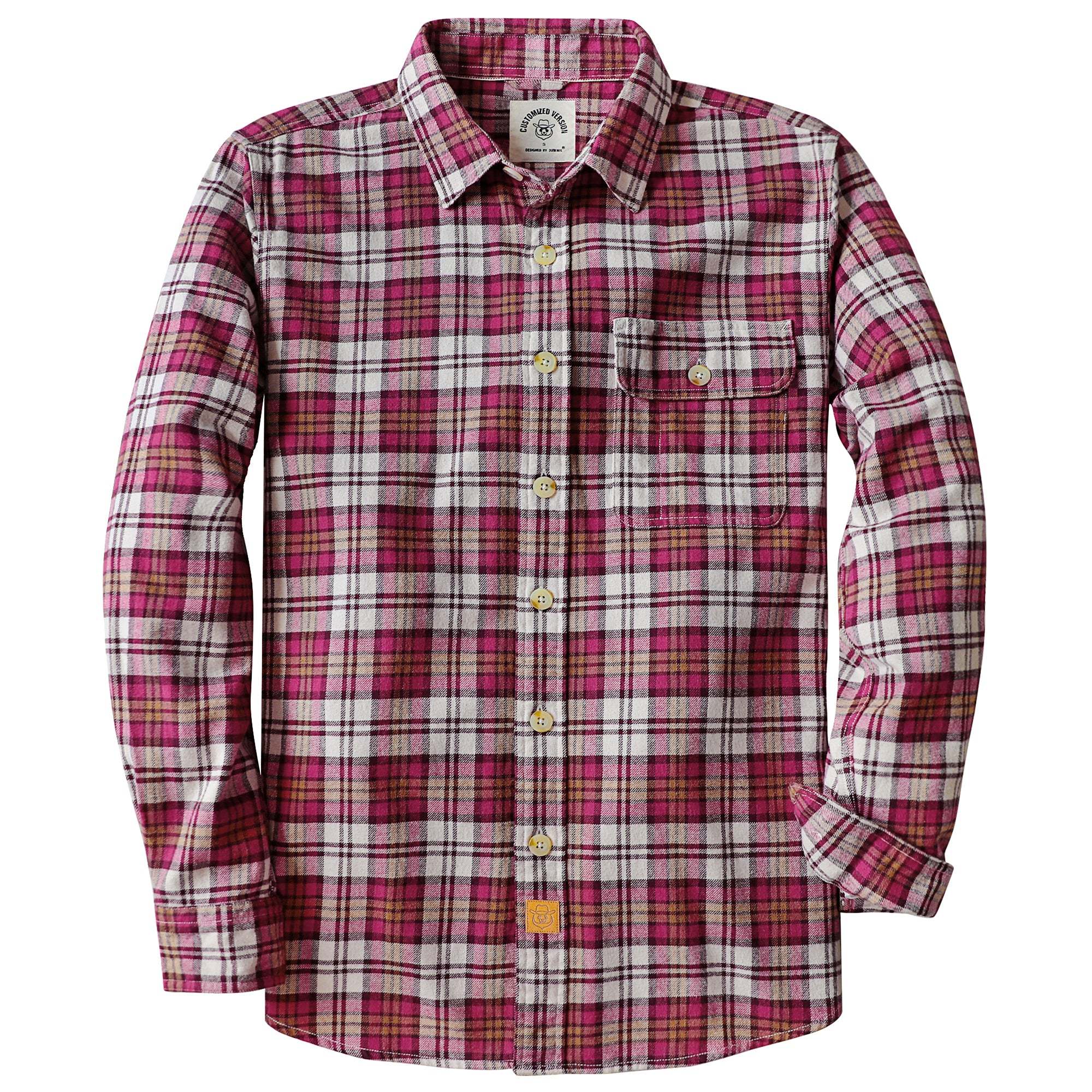 Dubinik? 6oz Mens Long Sleeve Midweight Flannel Shirt Warm Casual Soft Cotton Button Down Plaid Shirt #3410