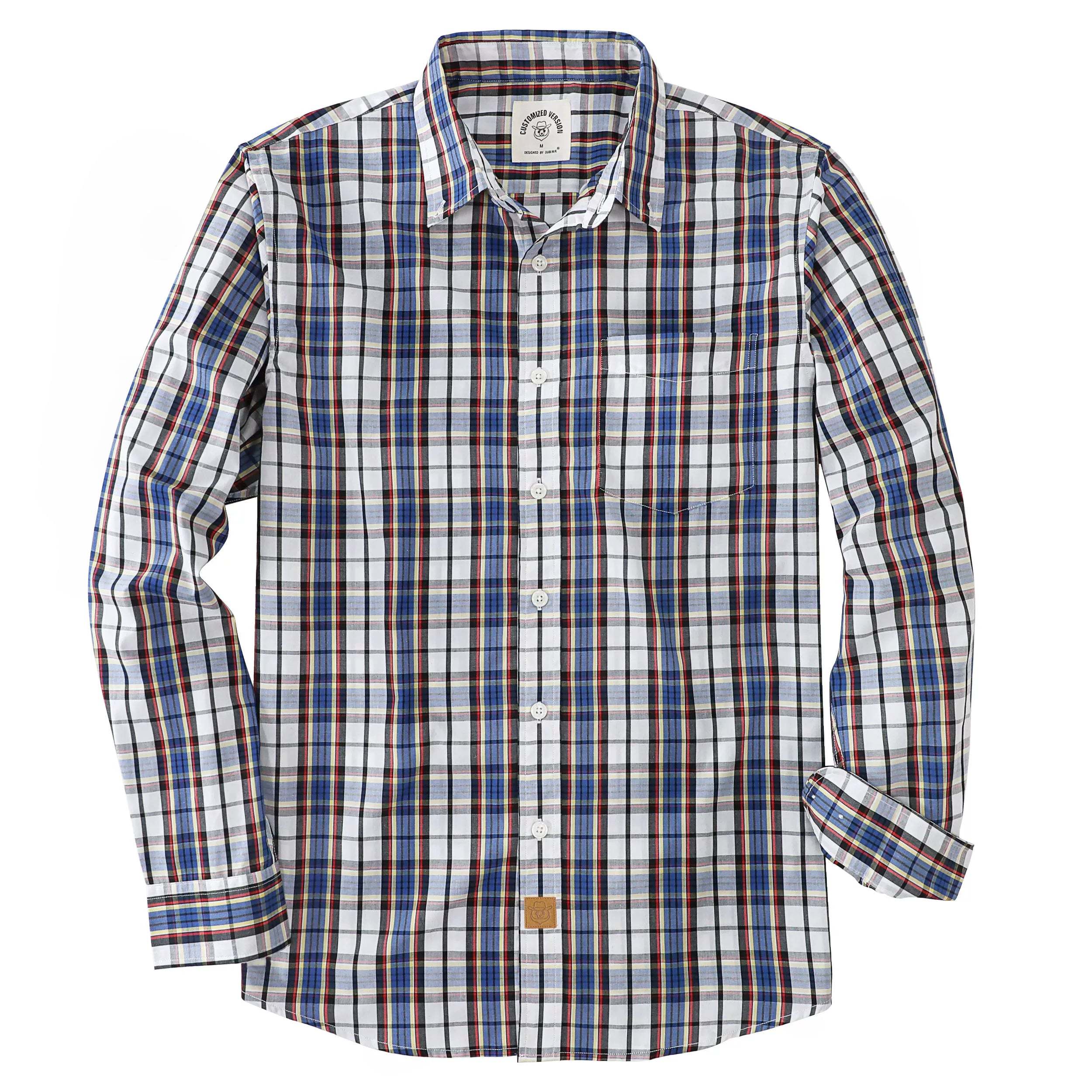 Dubinik? 3.2oz Mens Long Sleeve Casual Button Down Vintage Plaid Shirts#52009