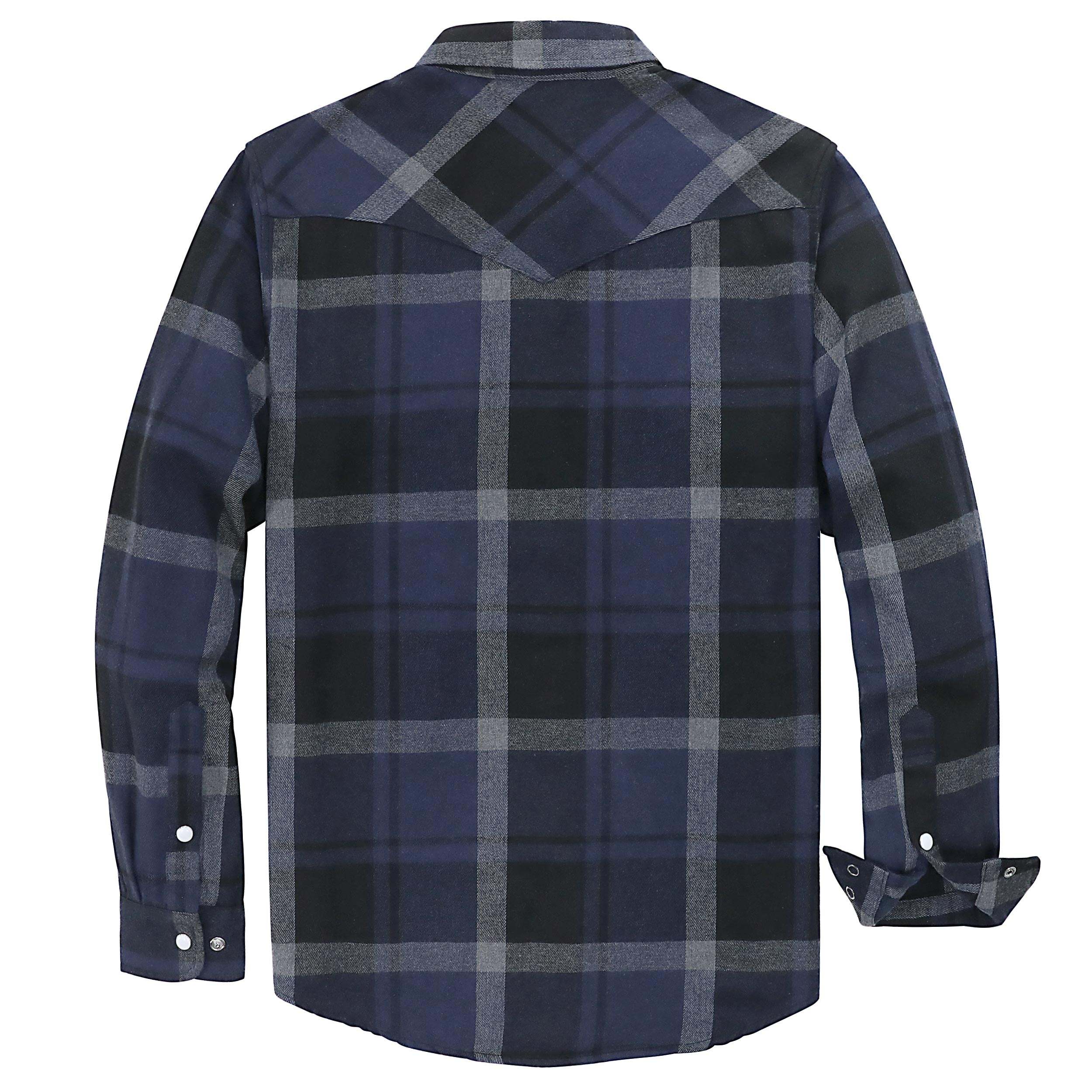 Dubinik? 6oz Flannel Shirt For Men Western Cowboy Pearl Snap Shirts For Men Long Sleeve Vintage Buttons Down Plaid Shirt #28503