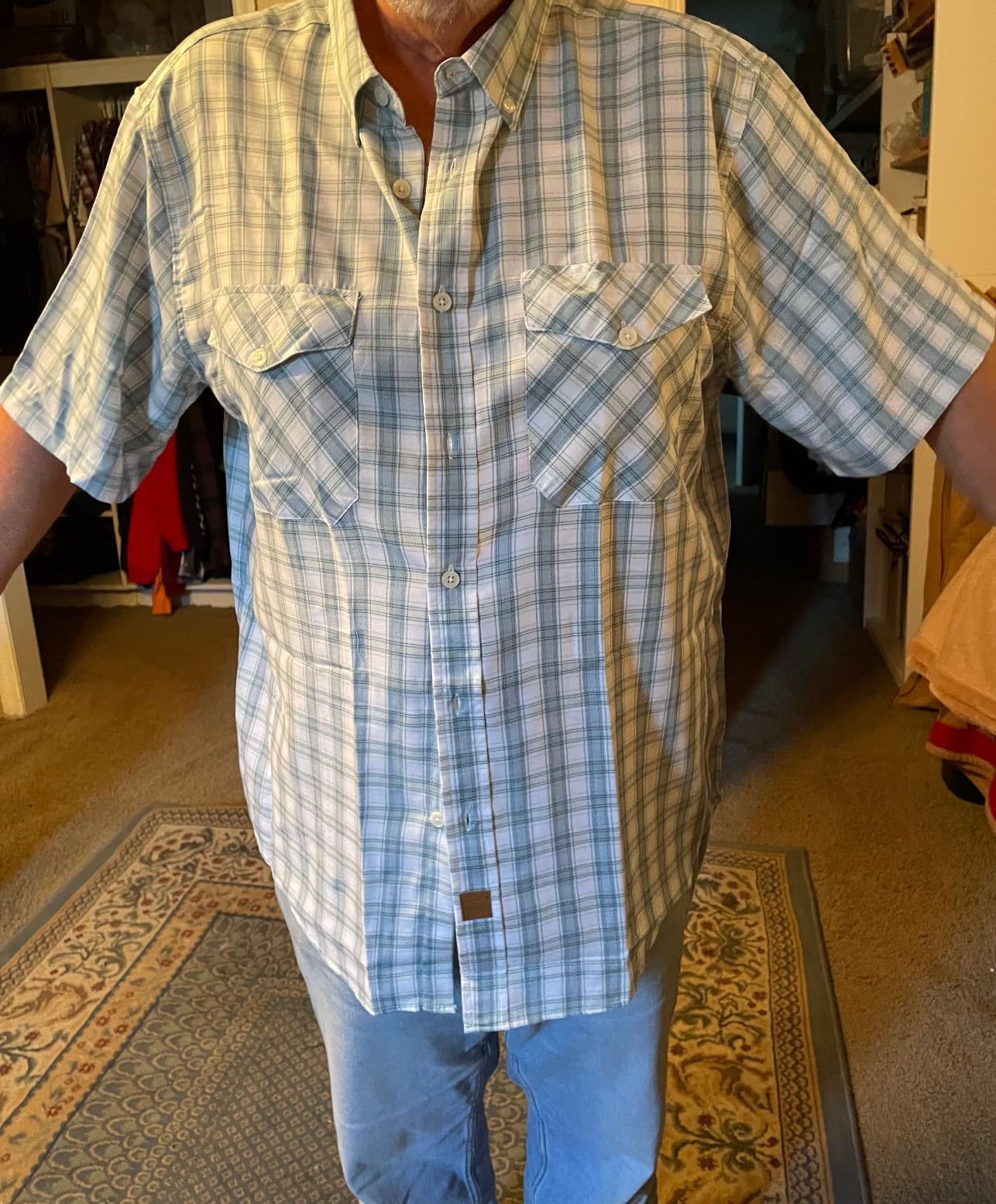 Dubinik? Bamboo Viscose Mens Short Sleeve Button Down Pockets Green Shirts#39007