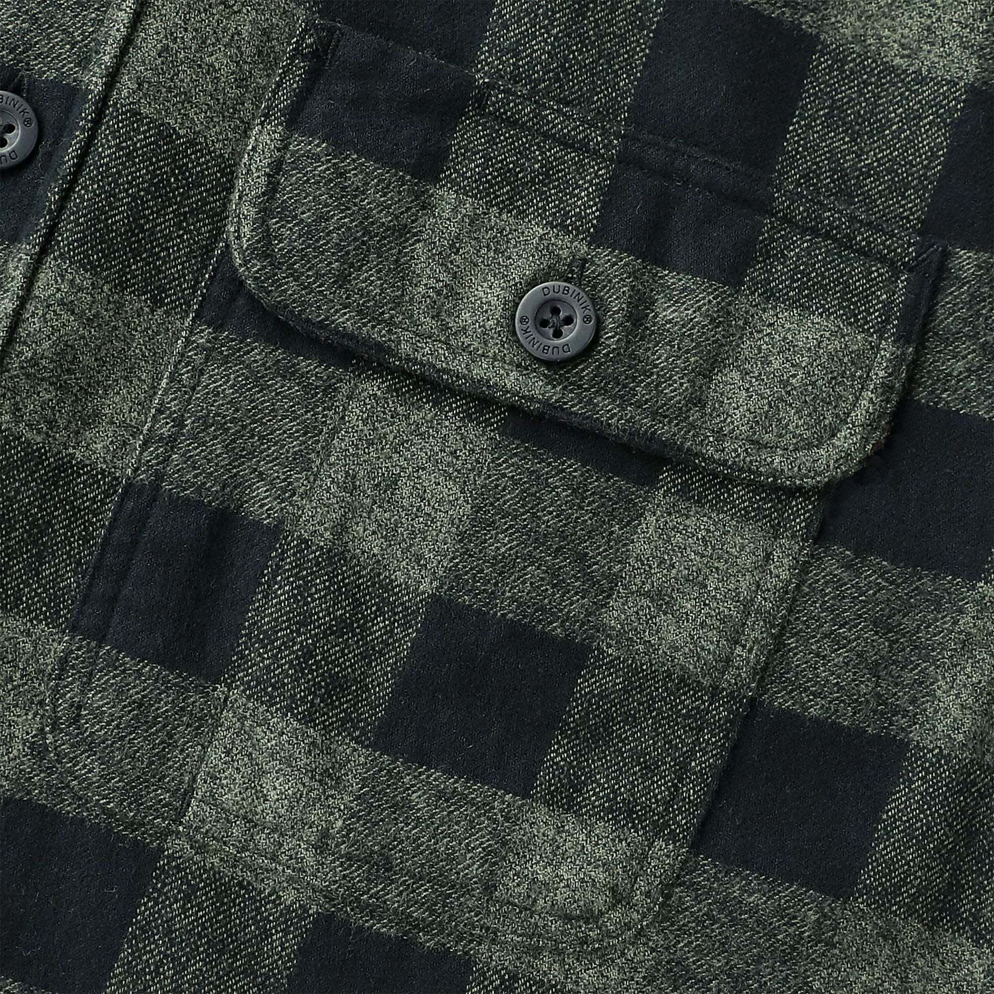 Dubinik? 6oz Mens Long Sleeve Midweight Green Flannel Shirt Warm Casual Soft Cotton Button Down Plaid Shirt #3411