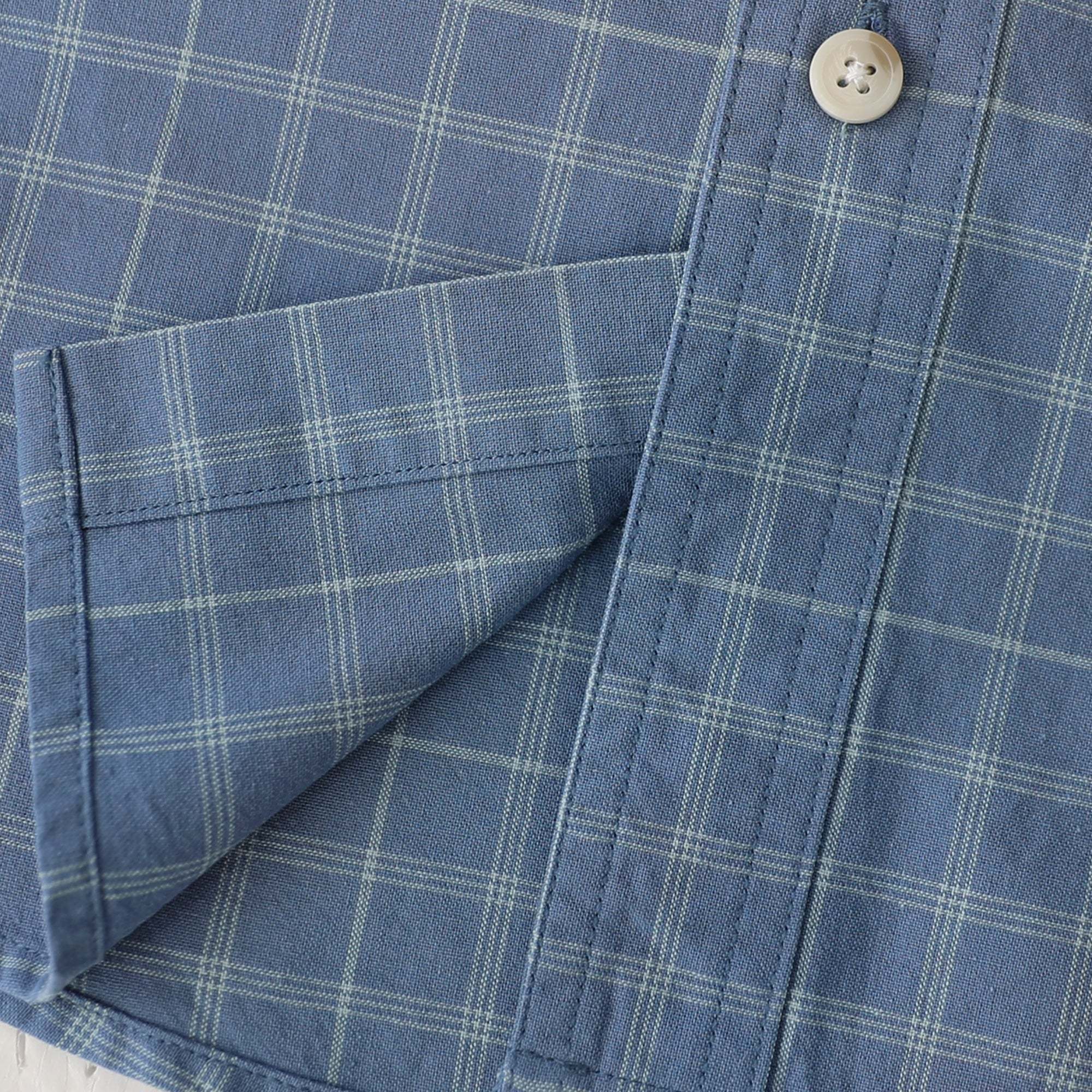 Dubinik? 4.6oz Mens Lightweight Pure Cotton Long Sleeve Button Down Plaid Shirt#101810