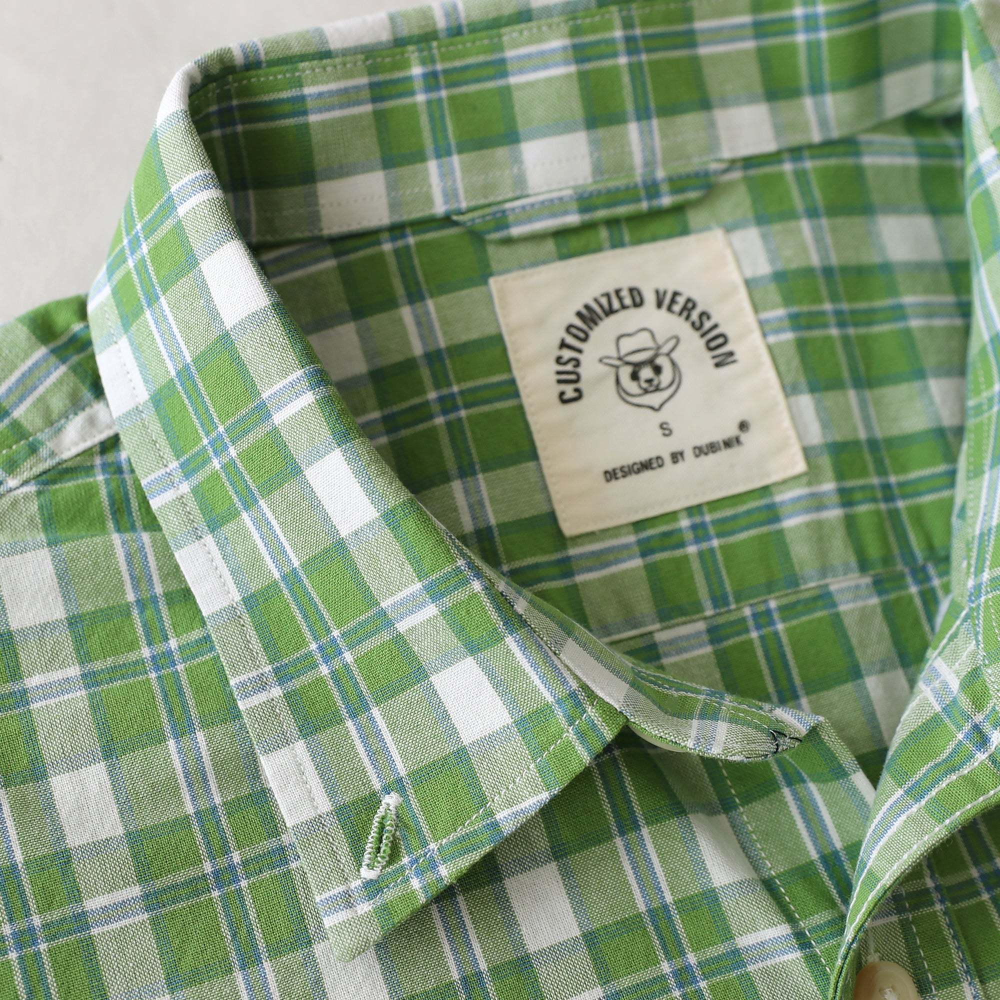 Dubinik? 4.6oz Mens Lightweight Pure Cotton Long Sleeve Button Down Plaid Shirt#10184