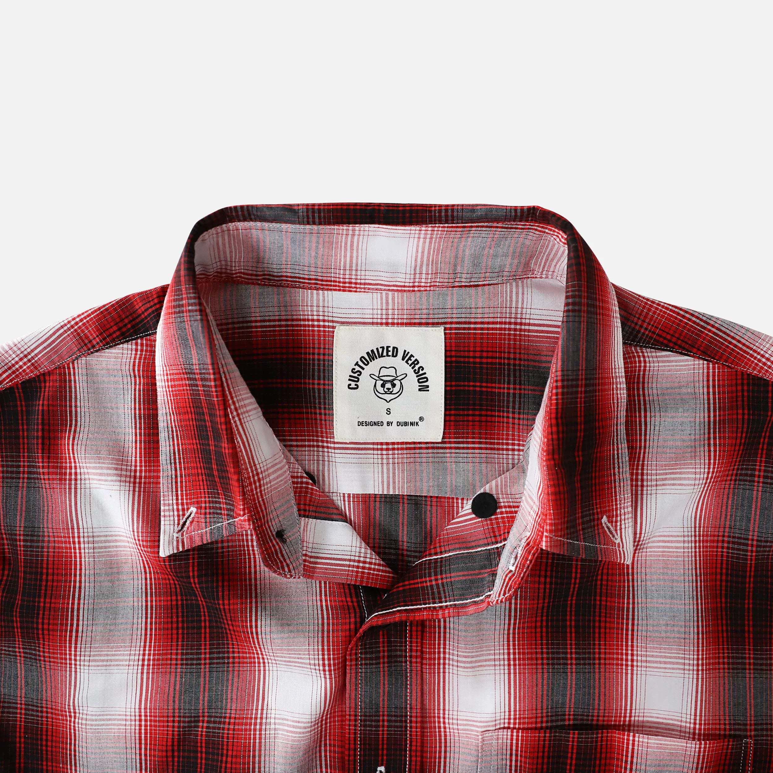 Dubinik? 3.2oz Mens Long Sleeve Casual Button Down Vintage Plaid Shirts#52028