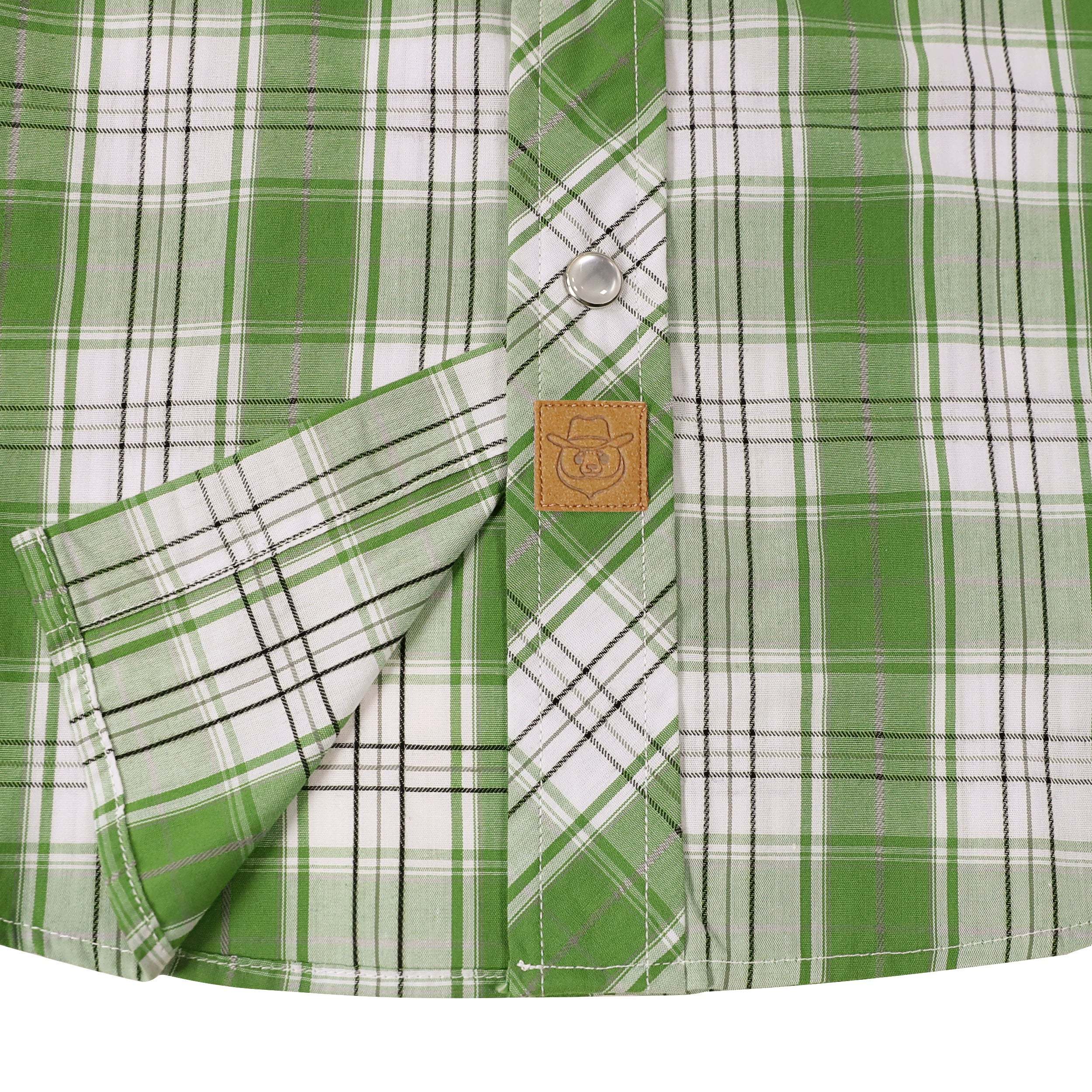 Dubinik? Green Western Short Sleeve Plaid Pearl Snap Shirts for Men Button Up Cowboy Casual Work Shirt#41022