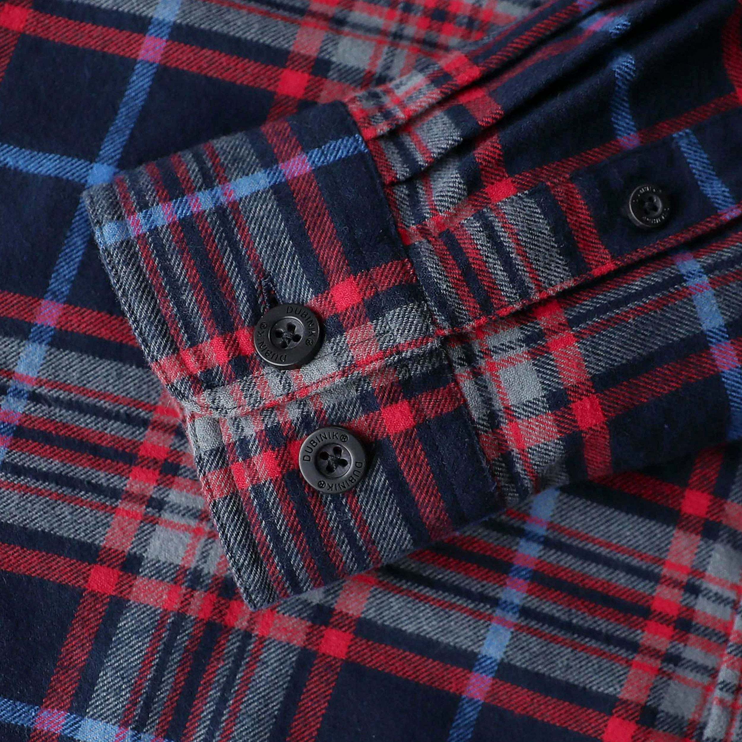 Dubinik? 6oz Mens Long Sleeve Midweight Flannel Shirt Warm Casual Soft Cotton Button Down Plaid Shirt #3414