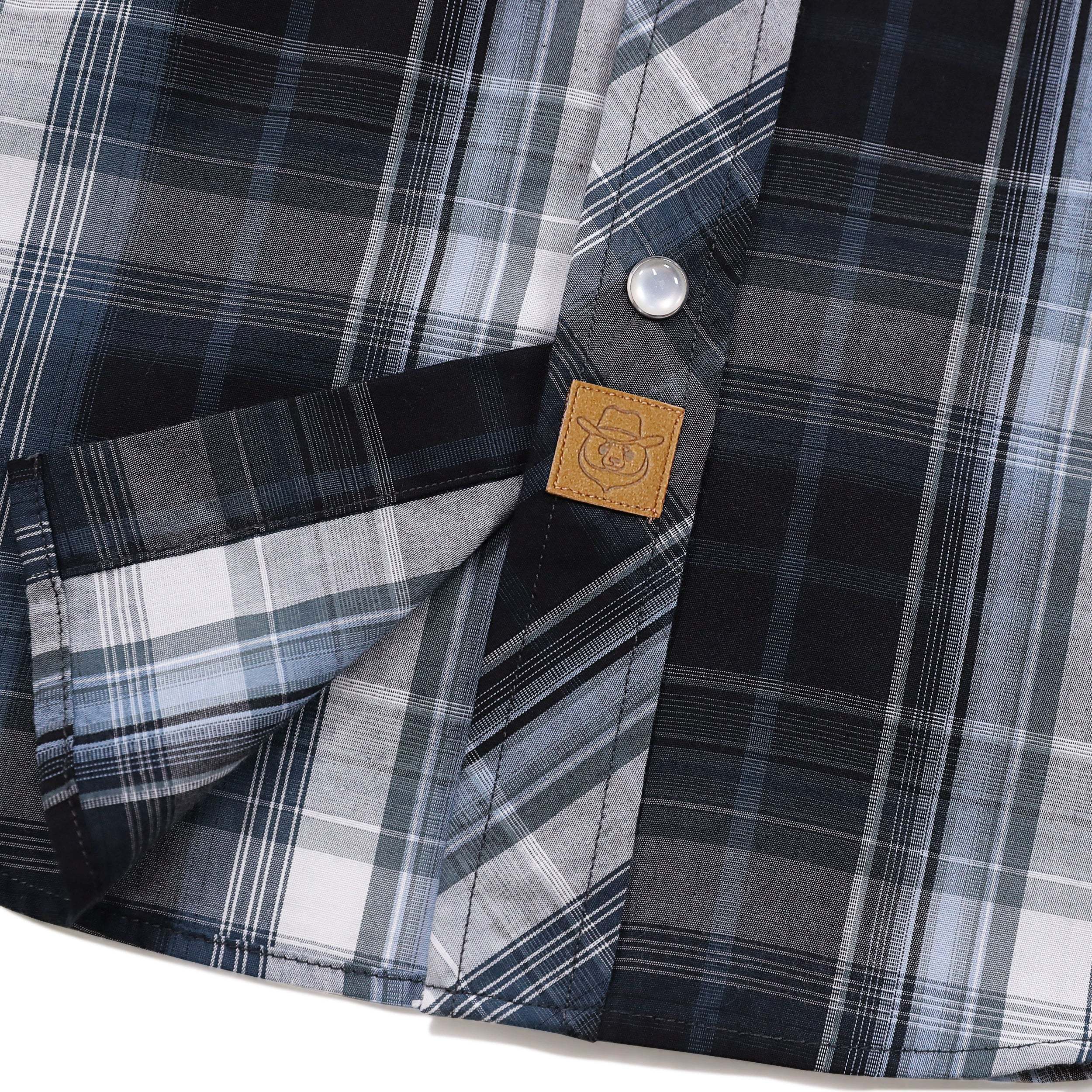 Dubinik? Western Shirts for Men Short Sleeve Plaid Pearl Snap Shirts for Men Button Up Shirt Cowboy Casual Work Shirt#41024