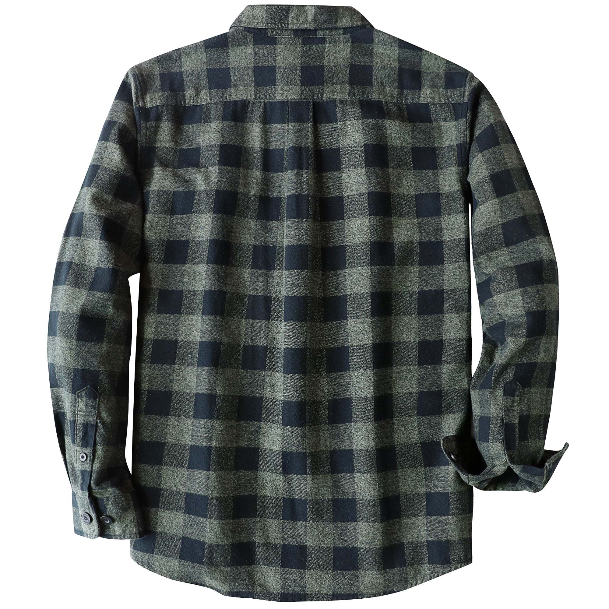Dubinik? 6oz Mens Long Sleeve Midweight Green Flannel Shirt Warm Casual Soft Cotton Button Down Plaid Shirt #3411