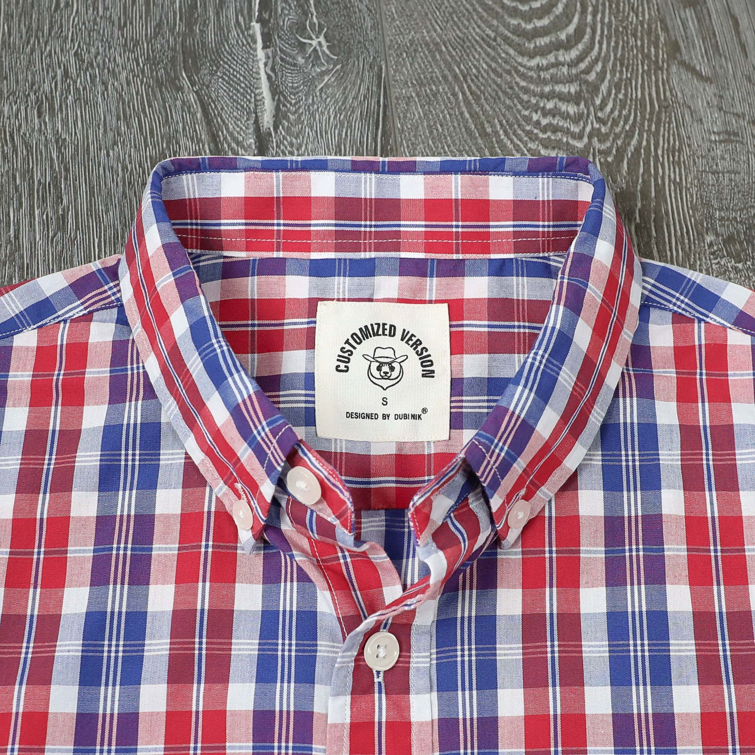 Dubinik? 3.2oz Mens Long Sleeve Casual Button Down Vintage Plaid Shirts#52013