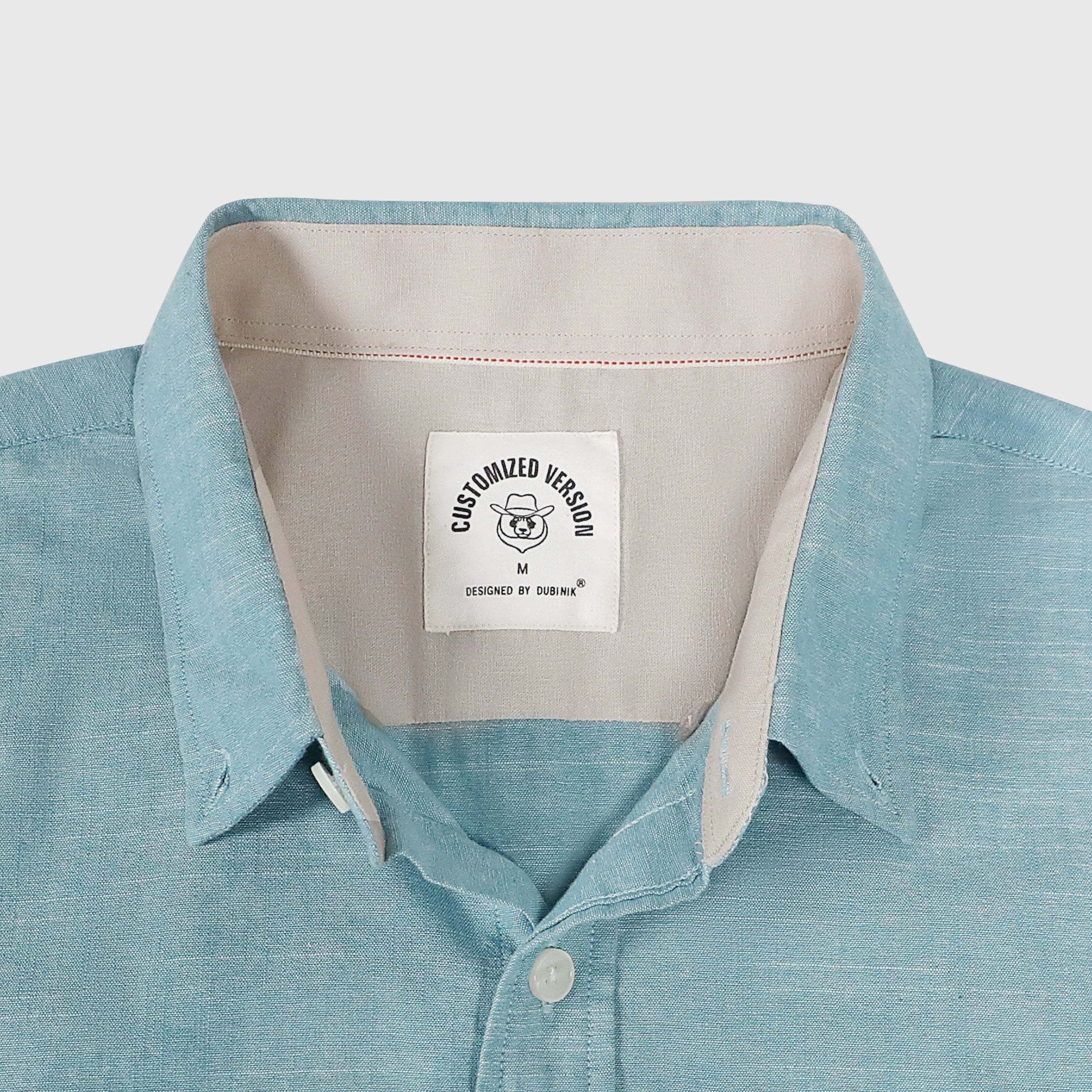 Dubinik? Sky Blue Solid Mens Short Sleeve Button Down Shirts 100% Cotton Plaid Men's Casual Button-Down Shirts with Pocket#01055